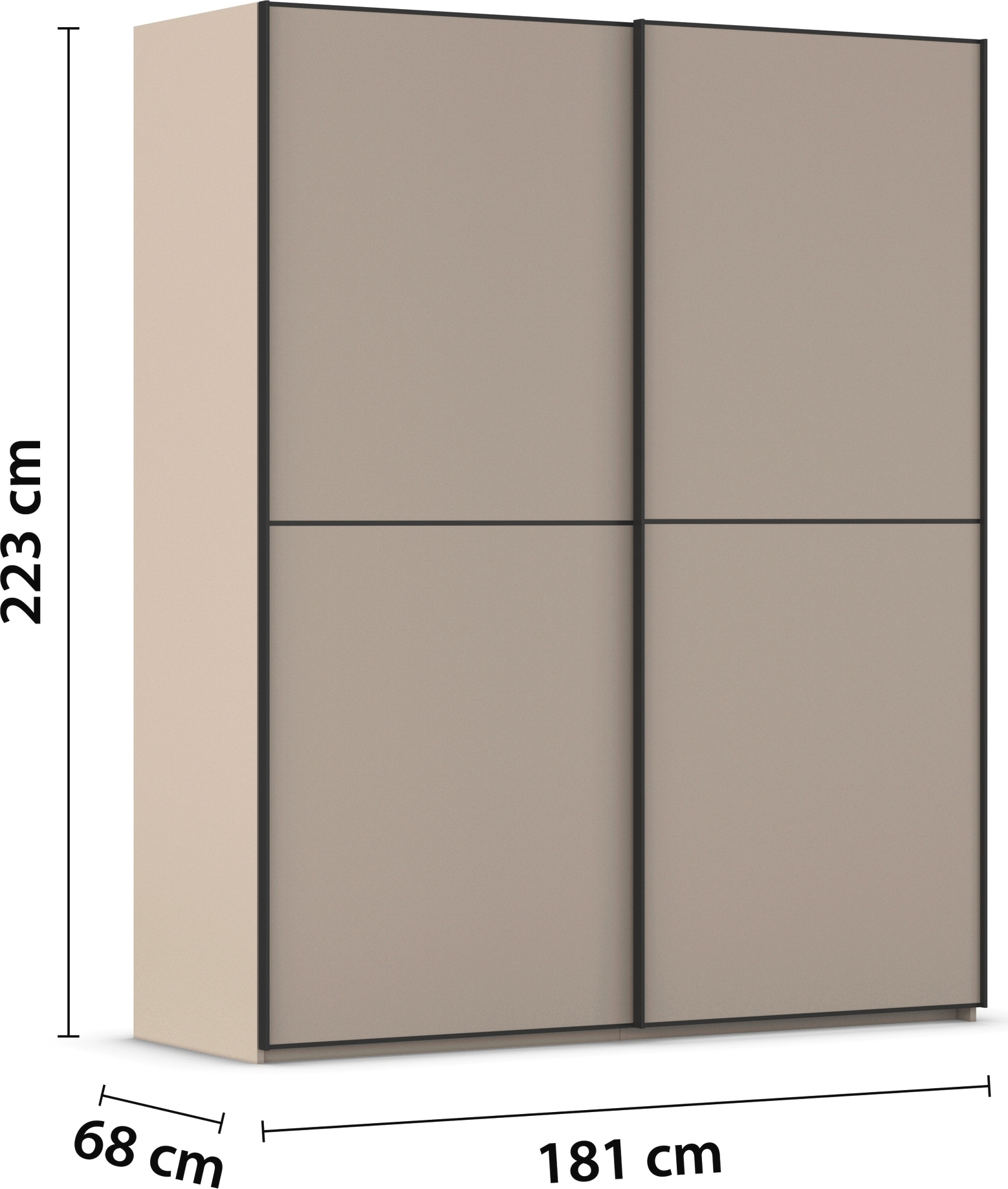 rauch Schwebetürenschrank »Kleiderschrank Schrank Garderobe Schlafzimmerschrank SCALE-DUO«, edle zweigeteilte Türen und 3 Zierleisten MADE IN GERMANY
