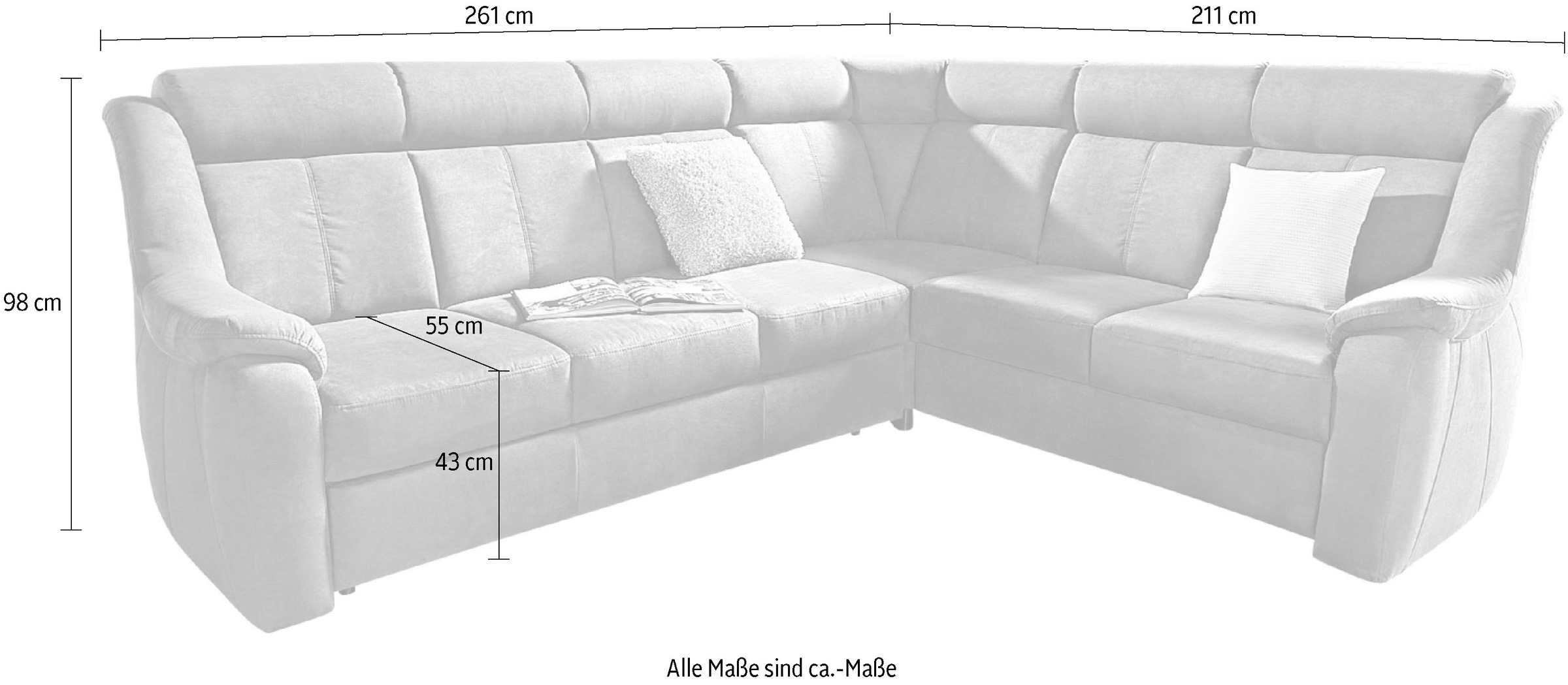 sit&more Ecksofa »Basel L-Form«, wahlweise mit Relaxfunktion