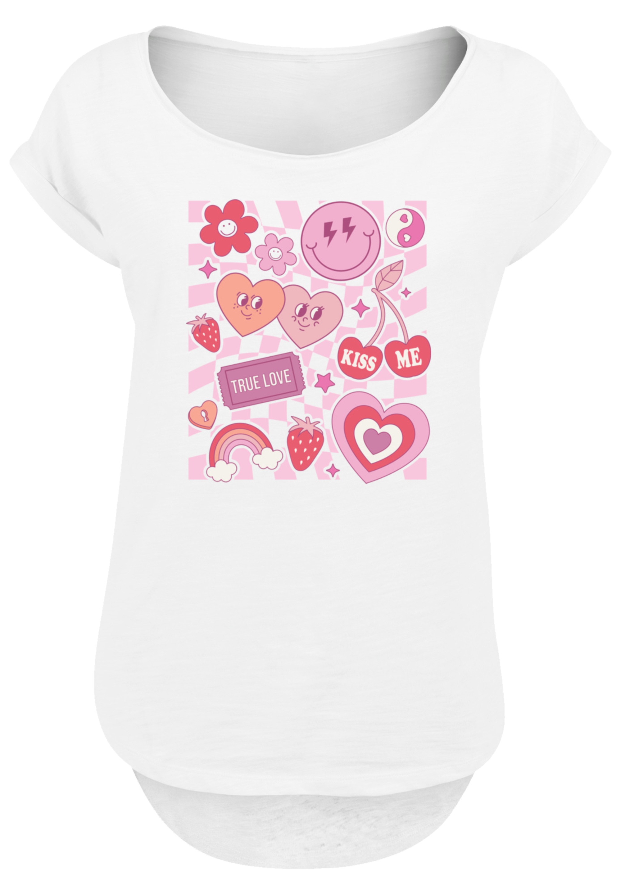 F4NT4STIC T-Shirt »Retro Valentinstag Herz Rainbow Fruits«, Premium Qualität