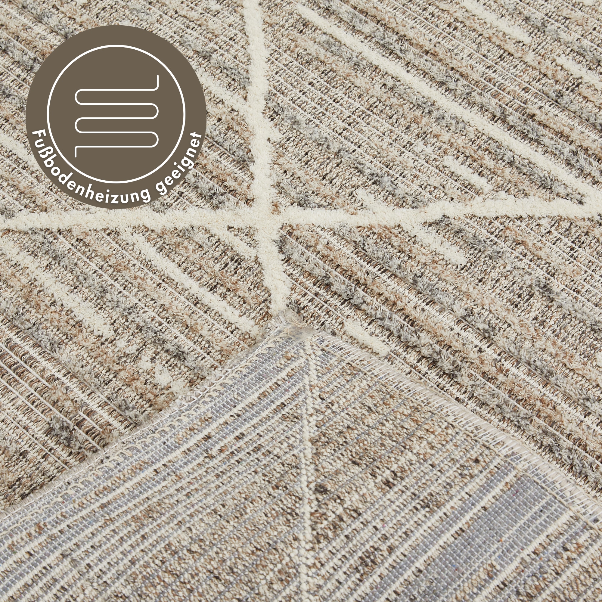 LUXOR living Teppich »Crosby«, rechteckig, 7 mm Höhe, Rauten Design, Boho-Style, Wohnzimmer, Schlafzimmer