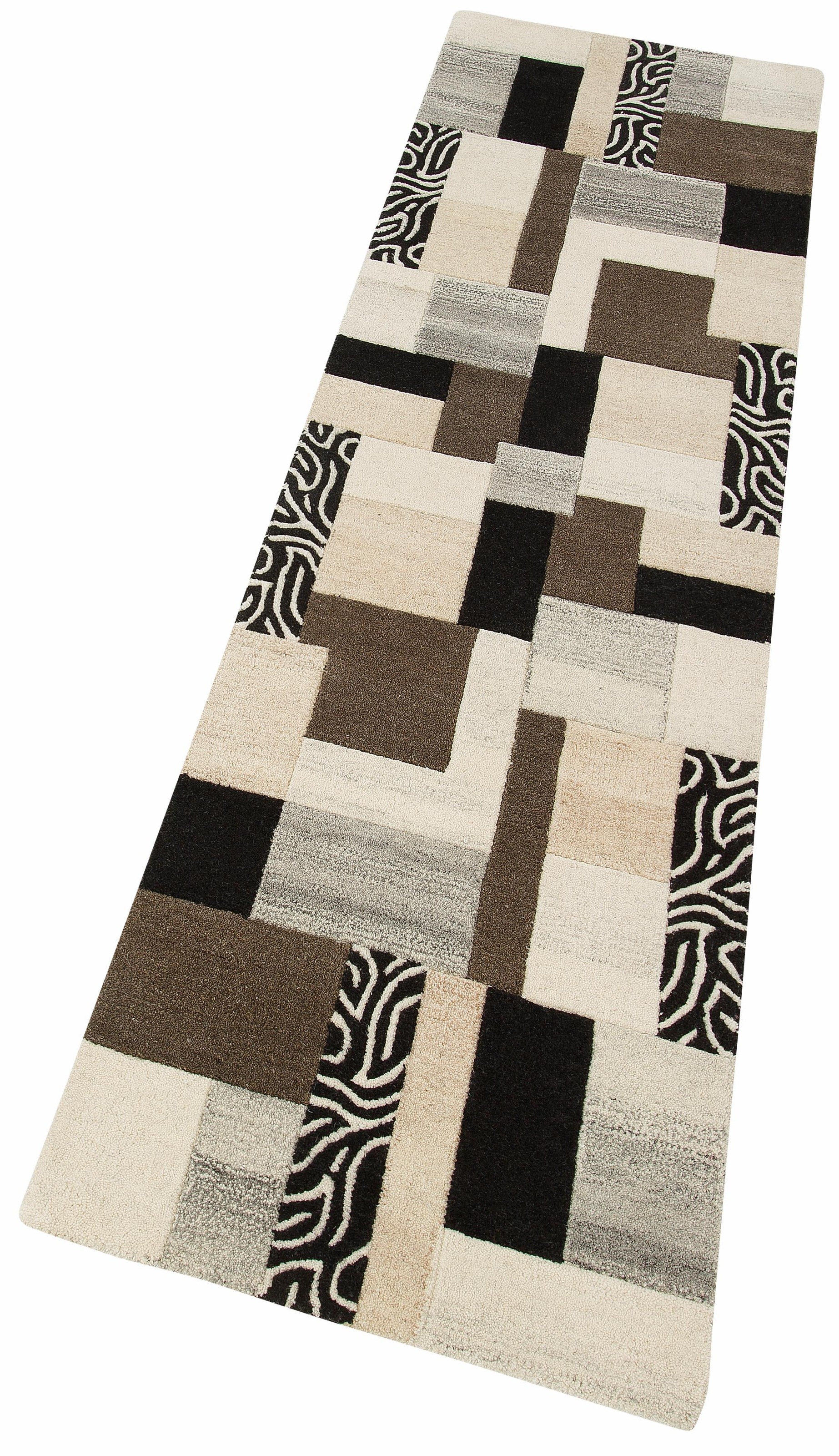 Läufer "Lola, Wolle, handgearbeitet, Patchwork Design" rechteckig 12 mm Höh günstig online kaufen