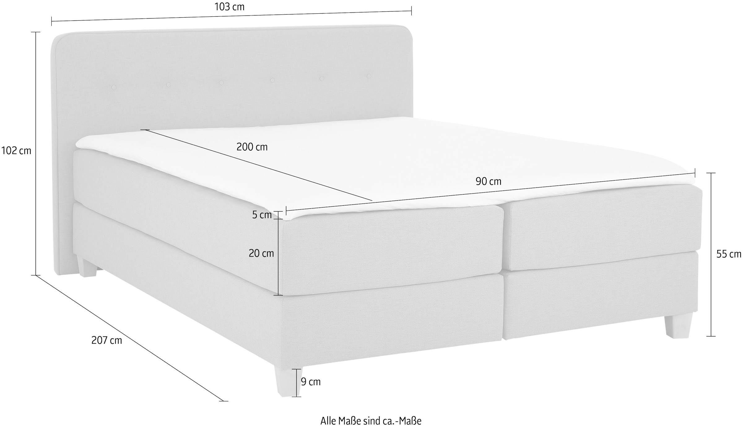 Home affaire Boxspringbett »Fargo«, inkl. Topper, in 3 Matratzenarten, in Samt- oder Strukturstoff