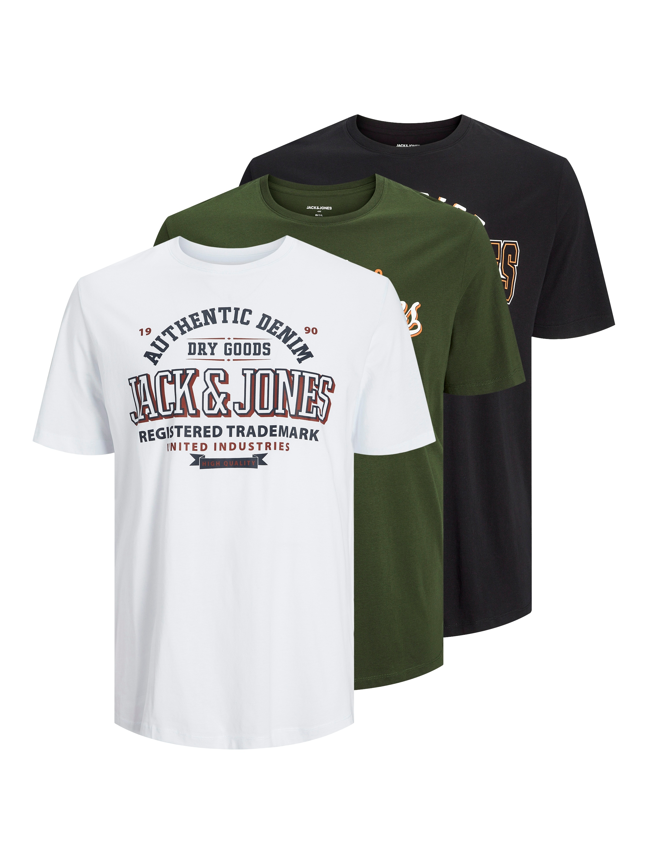 Jack & Jones PlusSize Rundhalsshirt "JJELOGO TEE SS NECK 2COLAW24 3P KMP PLS"