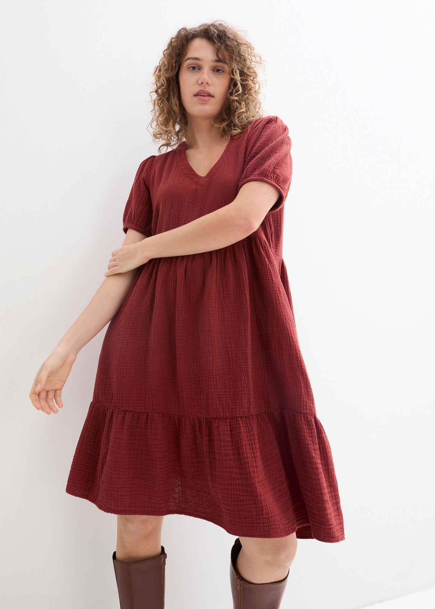 bonprix Sweatkleid Oversized-Kleid aus Baumwoll-Musselin günstig online kaufen
