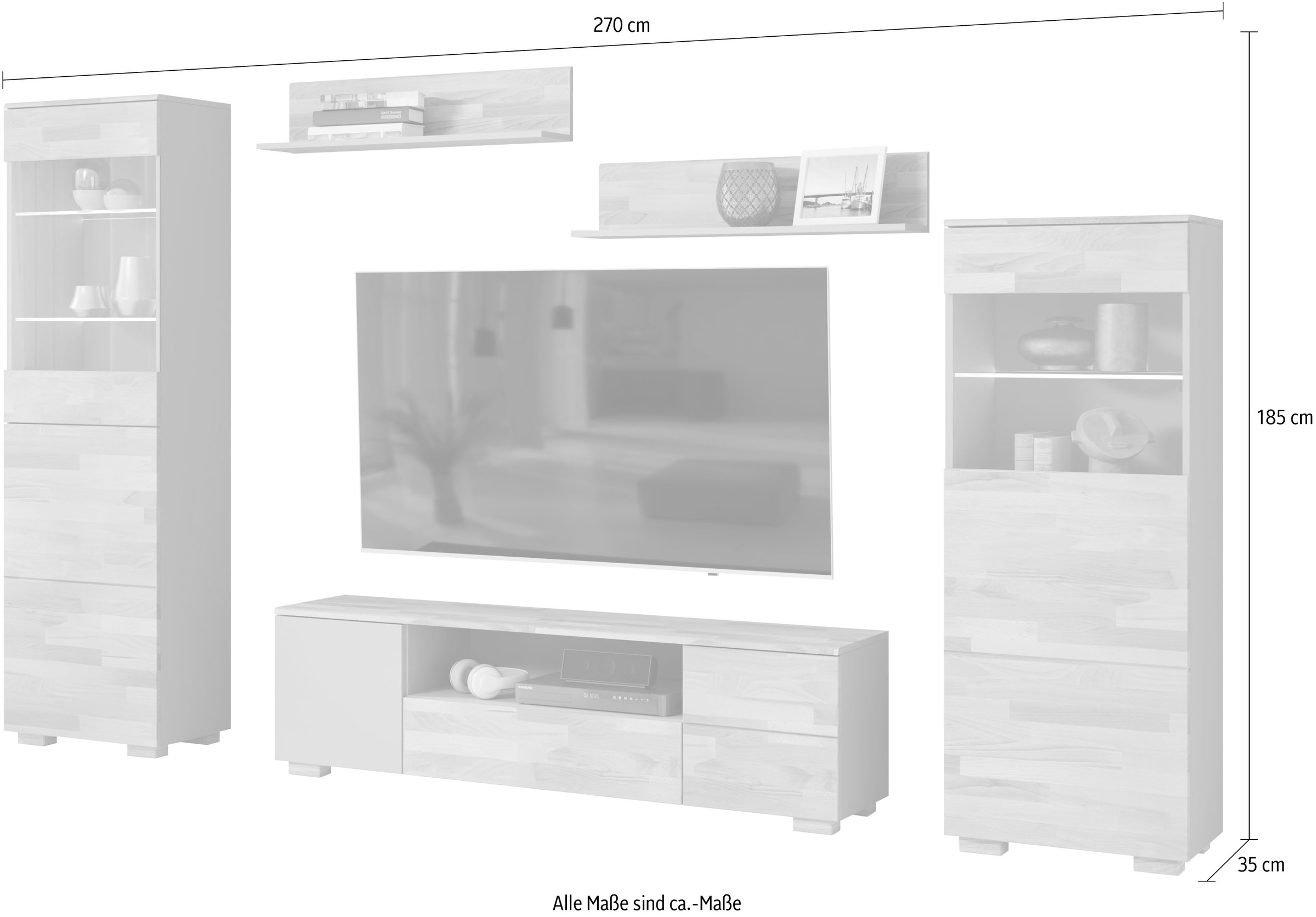 Home affaire Wohnwand, (5 St.), schöne moderne Optik