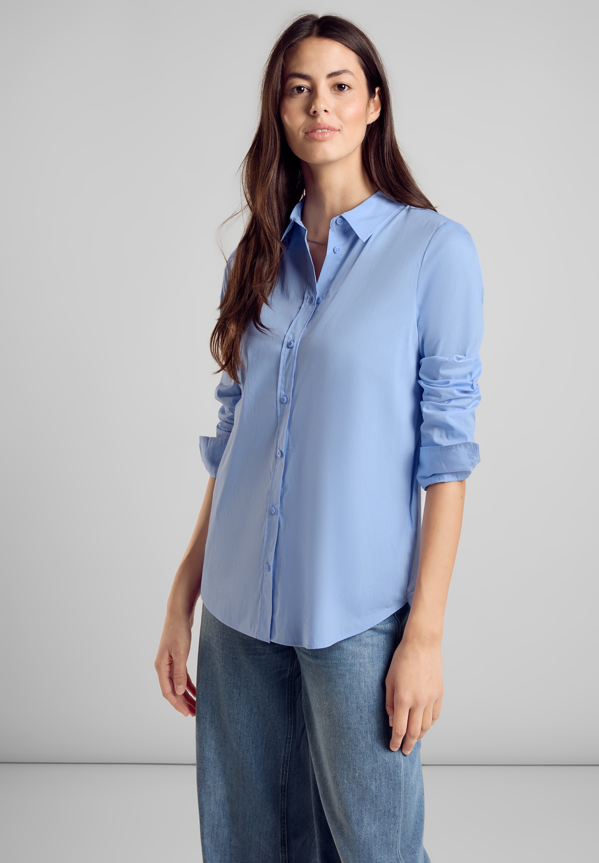 Longbluse, in Unifarbe