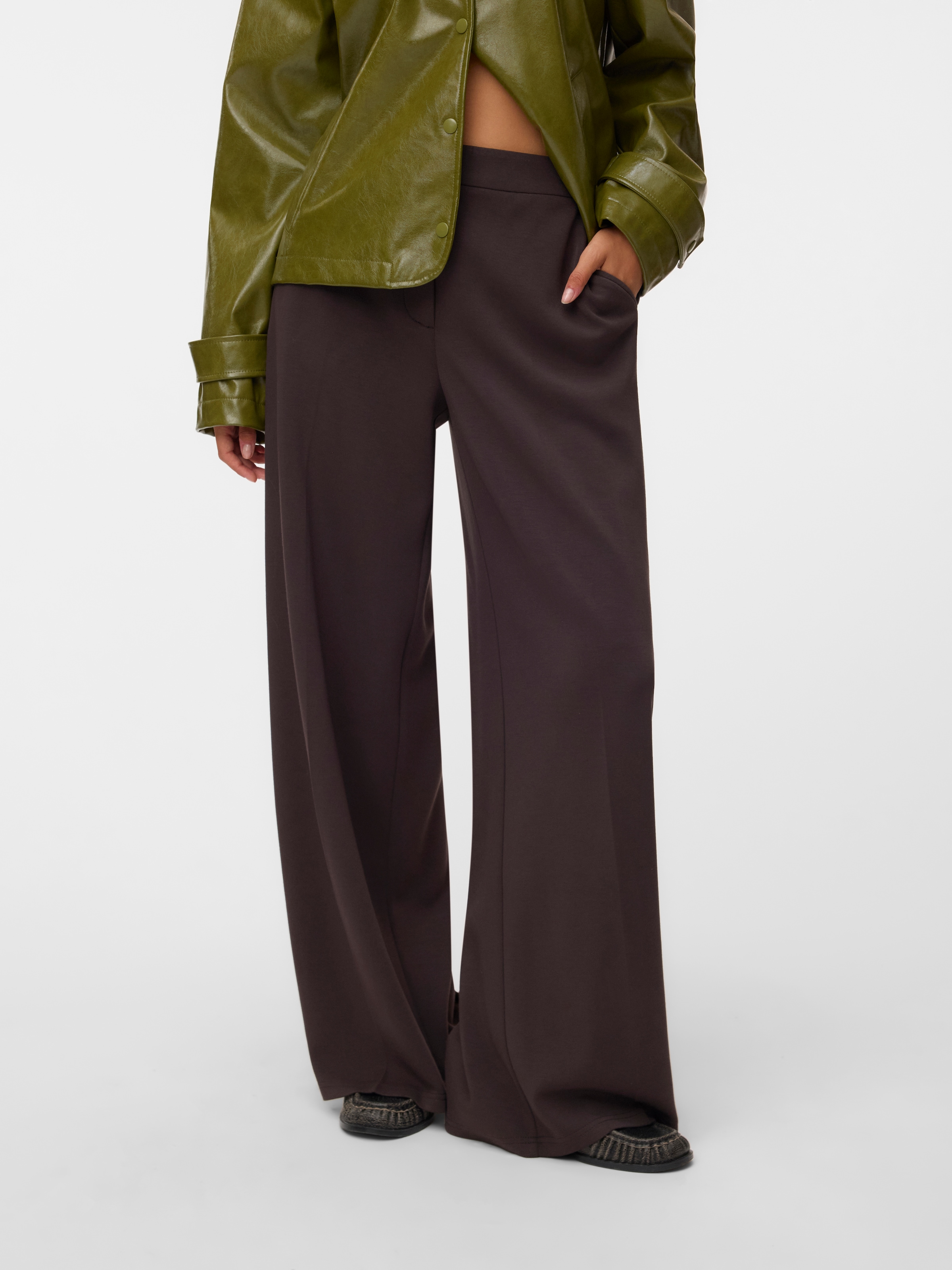 Vero Moda Anzughose "VMBELLIS MW WIDE PANT NOOS" Materialmix, wide fit
