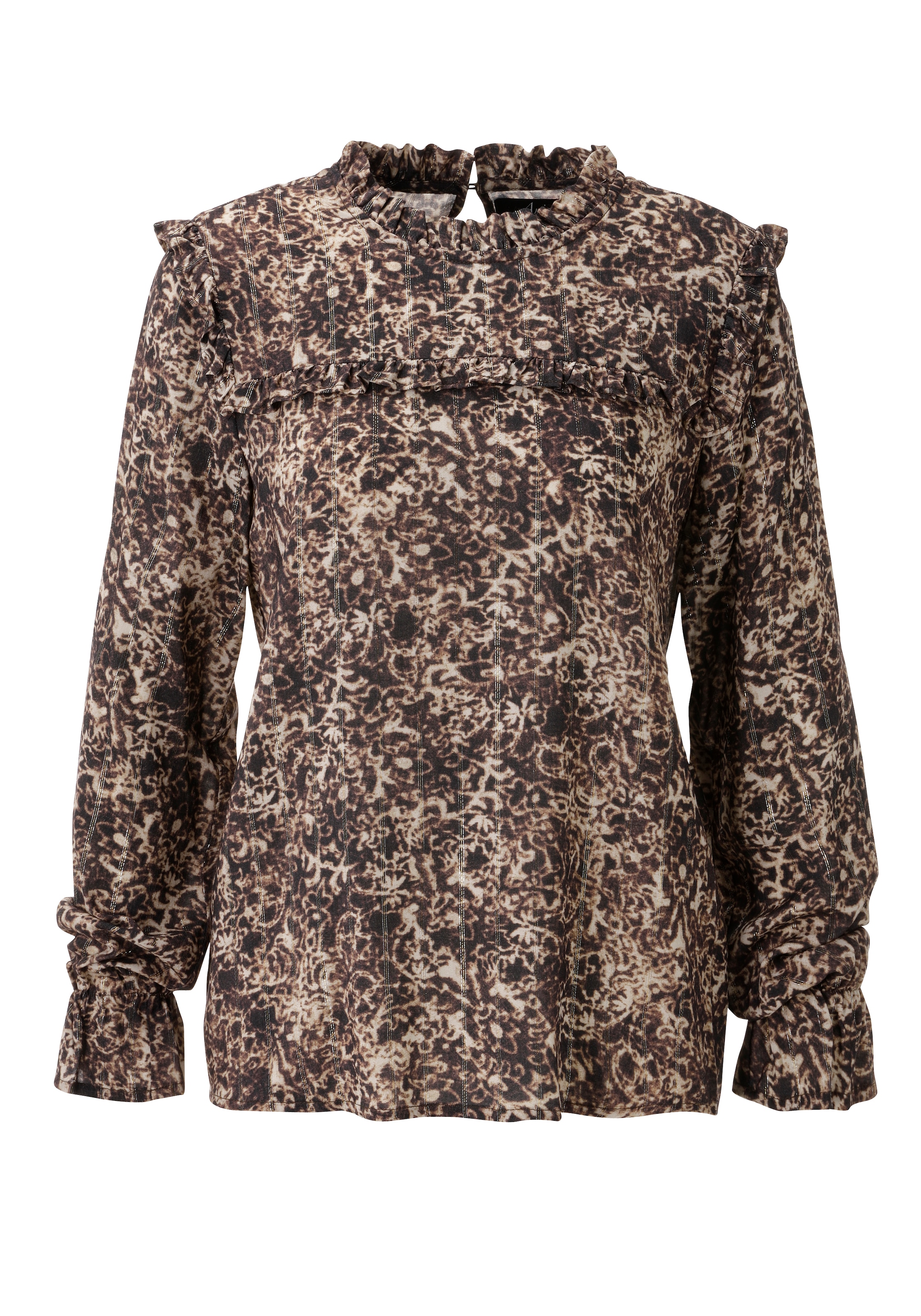 Aniston CASUAL Schlupfbluse mit Glanzfäden im grafischen Blumendruck - NEUE KOLLEKTION
