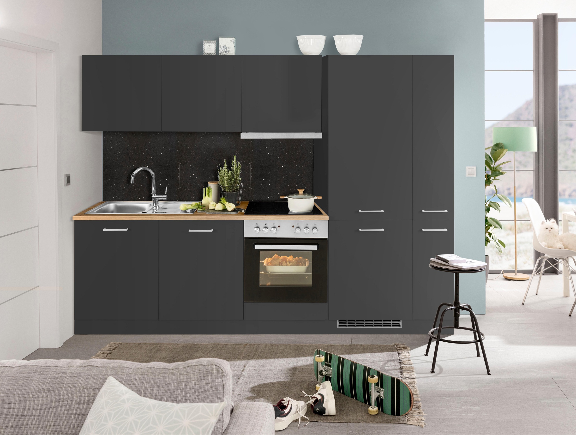 KOCHSTATION Küchenzeile "KS-Kehl", mit E-Geräten, Breite 270 cm, inkl. Kühl günstig online kaufen