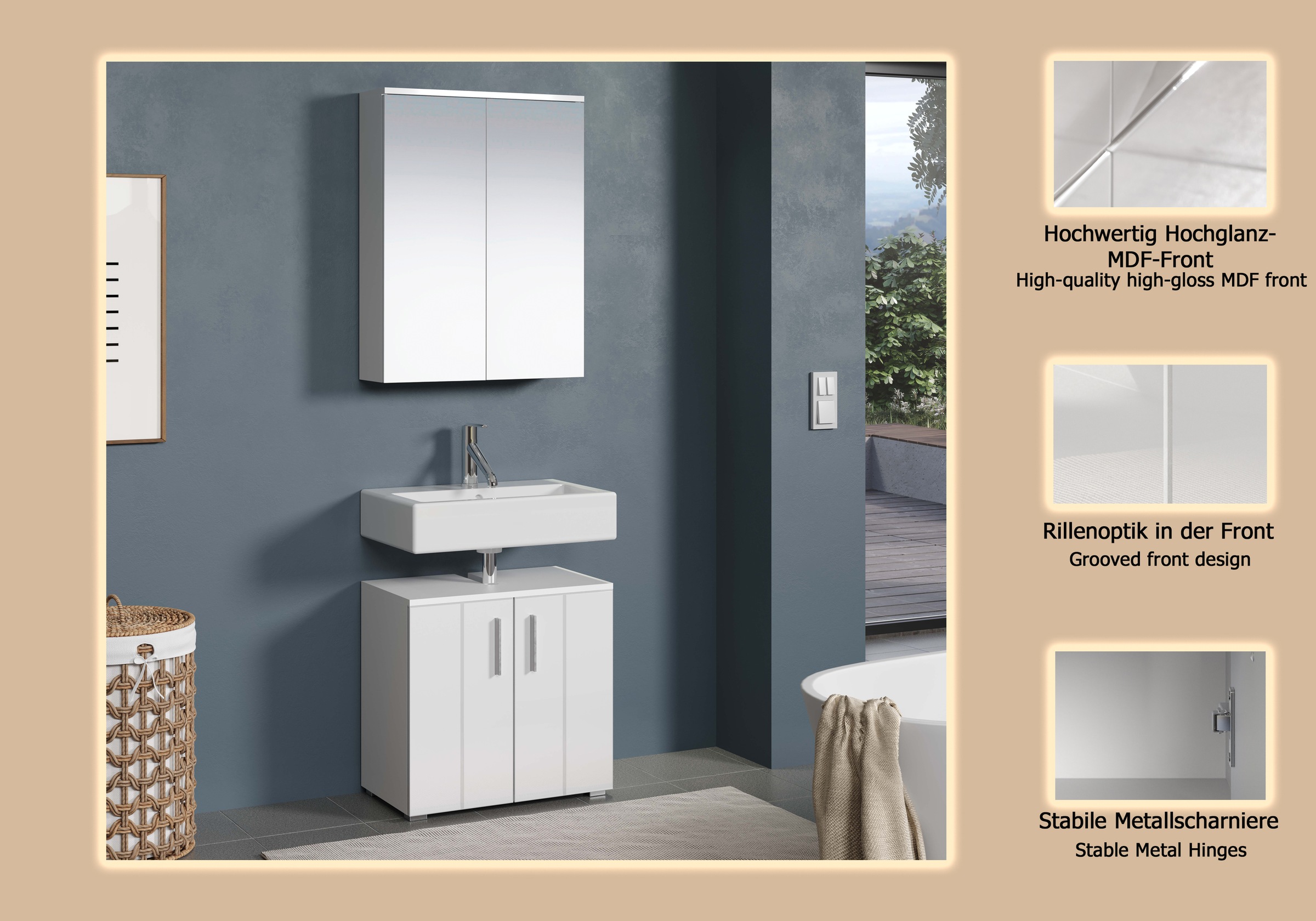 Thumbnail - welltime Badmöbel-Set "Prag" Set, 2 Stk. tlg.