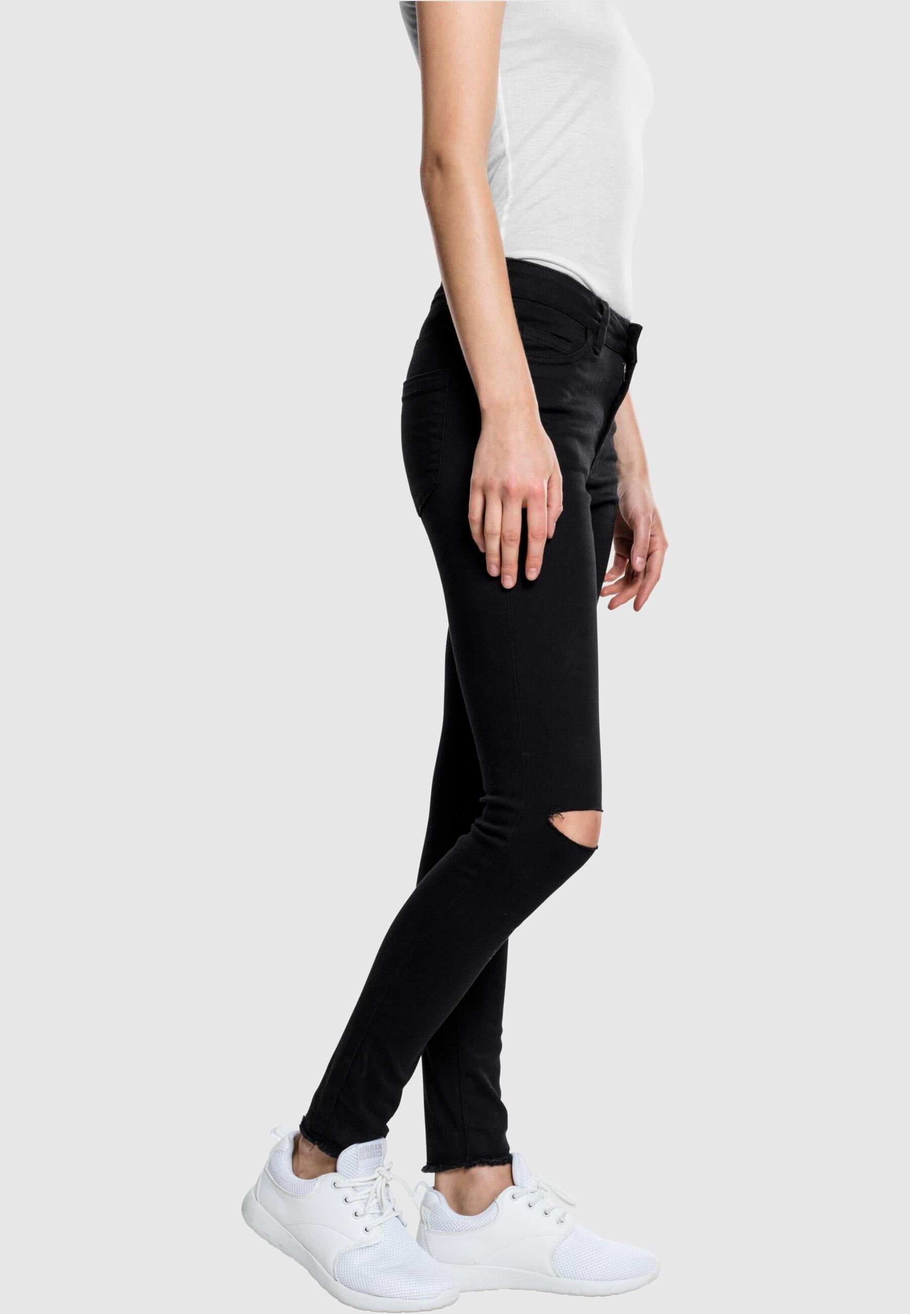 URBAN CLASSICS Stoffhose »Urban Classics Damen Ladies Cut Knee Pants«, (1 tlg.)