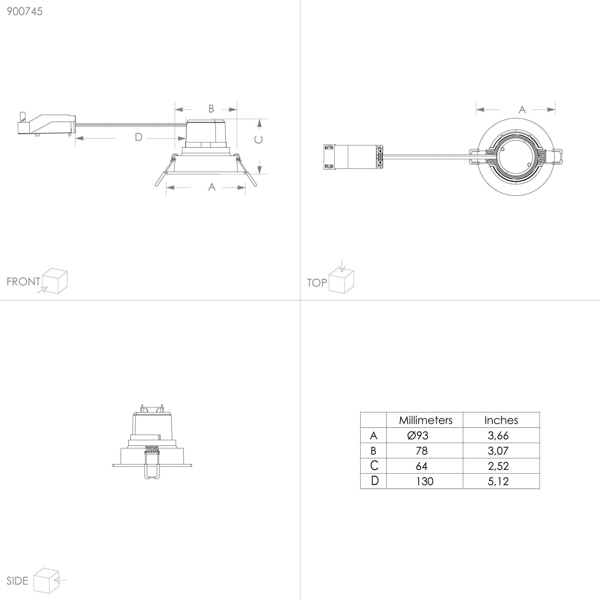 EGLO Deckenleuchte »SALICETO«, Leuchtmittel LED-Modul | LED fest integriert, LED, Einbaupot, Wohnzimmerleuchte, 4,2x8,8x4,2cm, Ausschnitt 6,8cm
