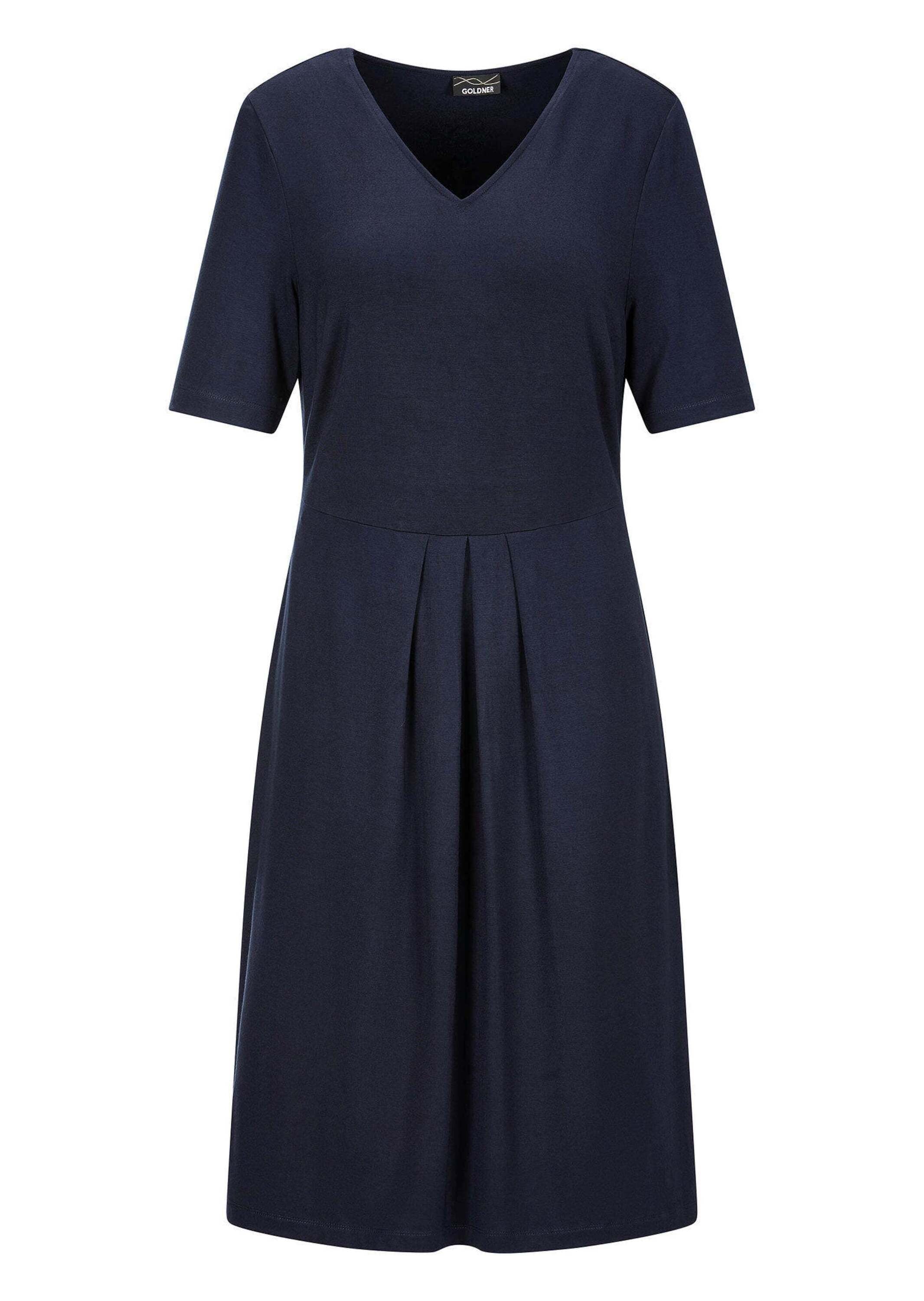 GOLDNER Jerseykleid "Kurzgröße Viskosekleid mit Kellerfalten" Ohne Taschen günstig online kaufen