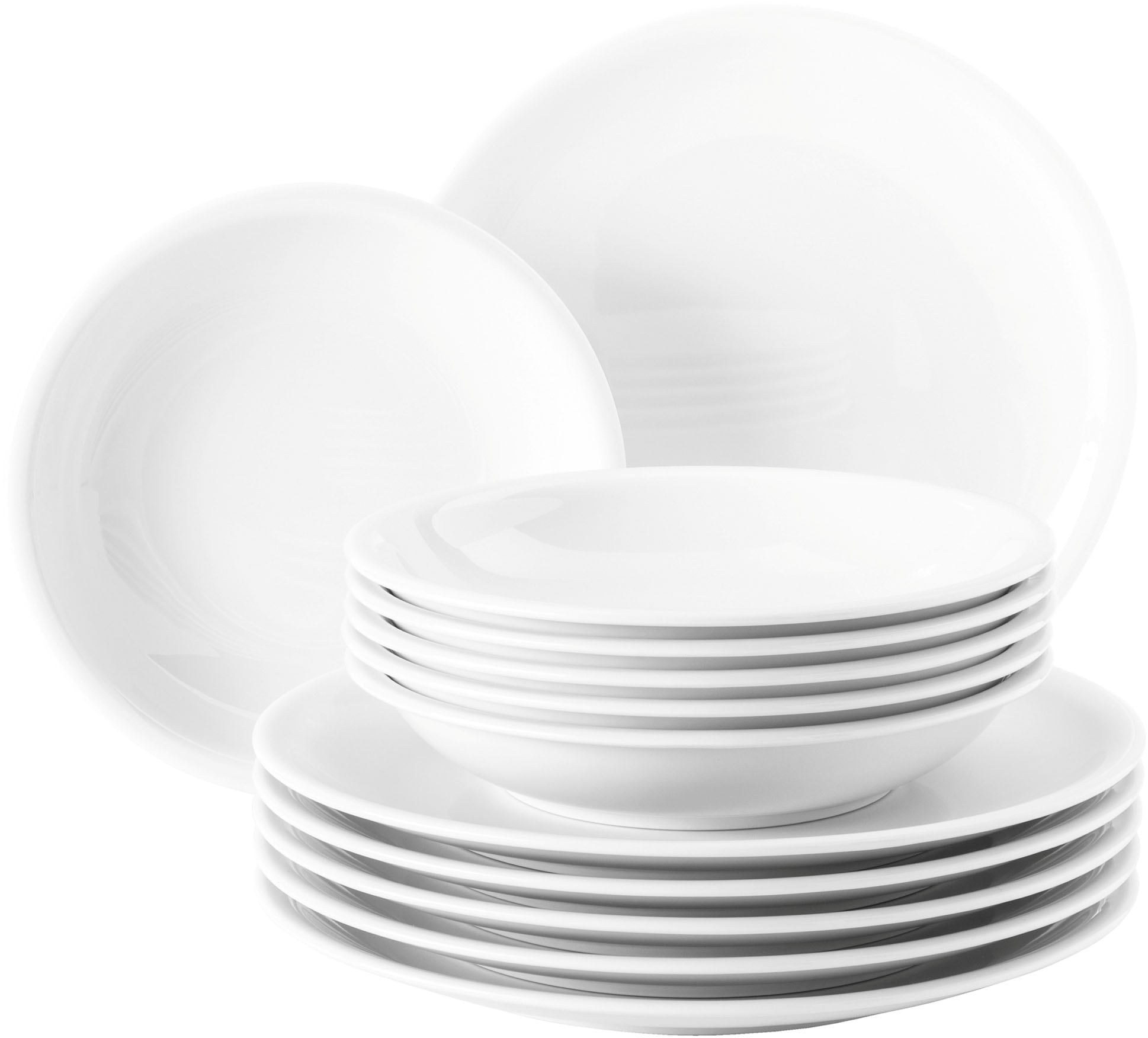 Seltmann Weiden Tafelservice "Geschirr-Set Compact" Teller Set, Geschirr-Set, Teller, weiß, 12 Teile, für 6 Personen