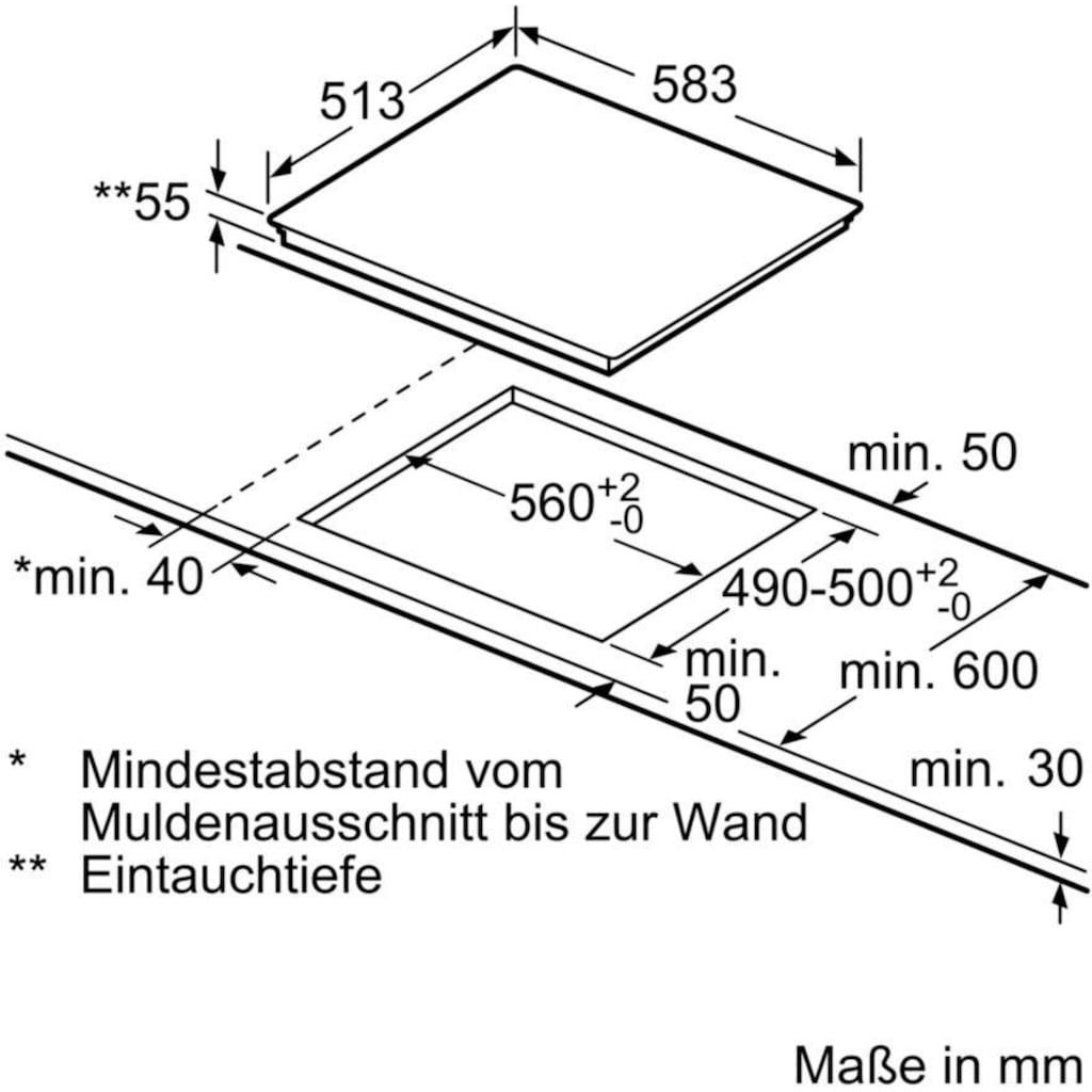 SIEMENS Flex-Induktions-Herd-Set »EQ521DB0ZM«, iQ500, HE517BBS1, mit Backwagen