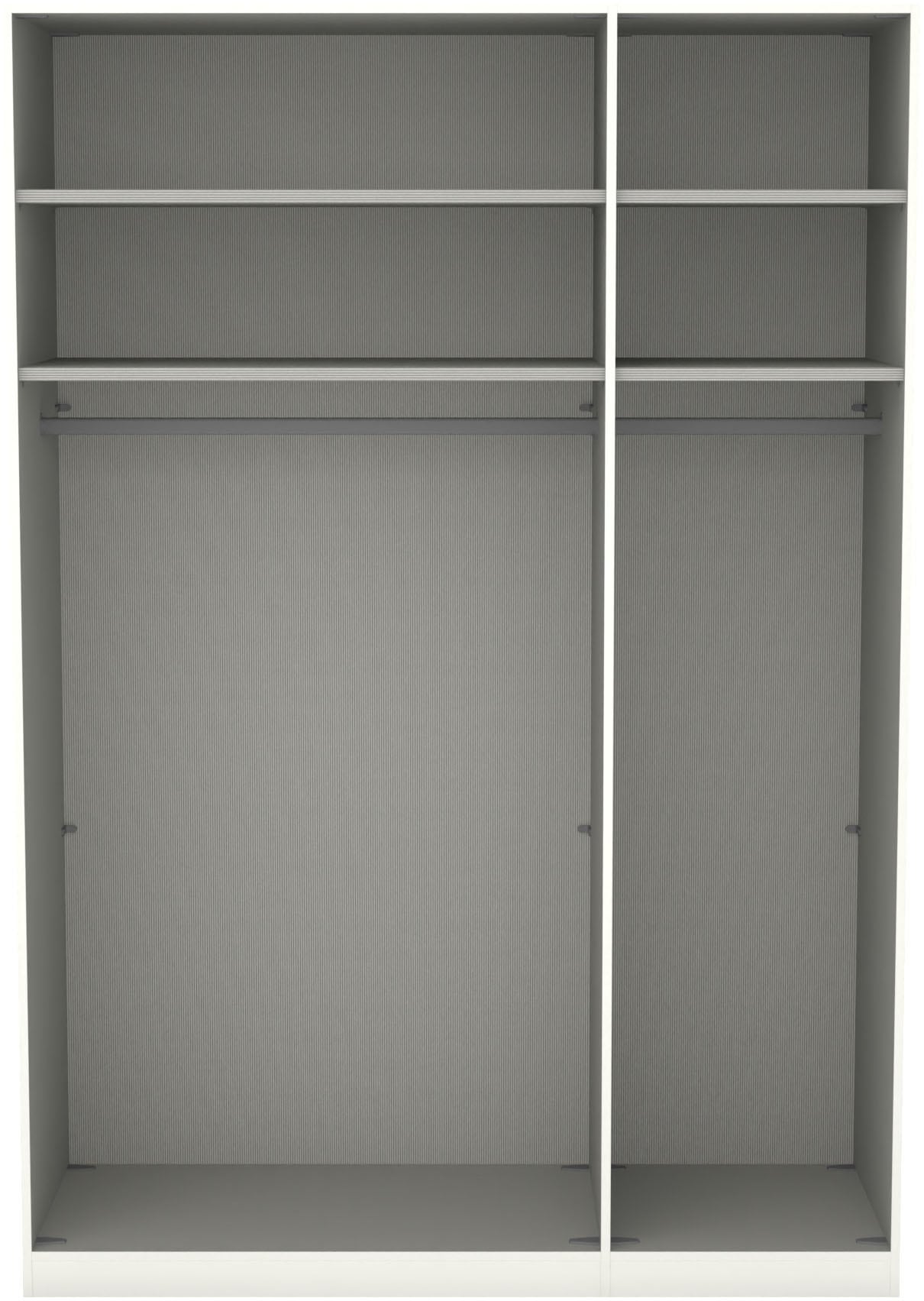 Musterring Drehtürenschrank »San Diego, Kleiderschrank, Schrank, Garderobe, mit Glastüren« weiß, Türen gedämpft, 2 Höhen, mehrere Breiten, MADE IN GERMANY, 1 Stk. tlg. 3-türig (gedämpft), 4 Böden, 2 Kleiderstangen, Chromgriffe