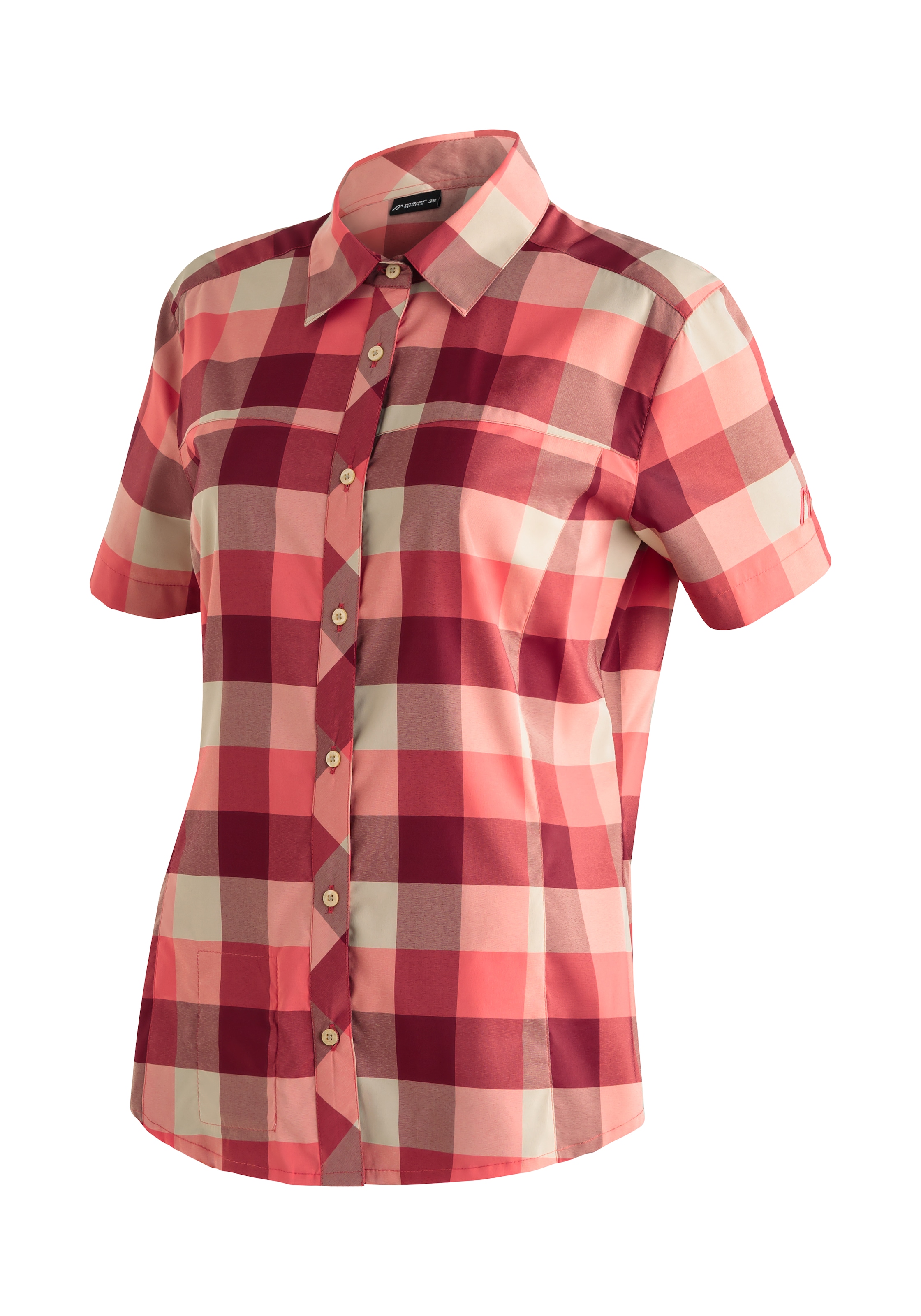 Maier Sports Funktionsbluse "Kendra S/S W" Damen Bluse, leichte Kurzarmbluse, Blusen-Shirt, Karobluse, Reg Fit