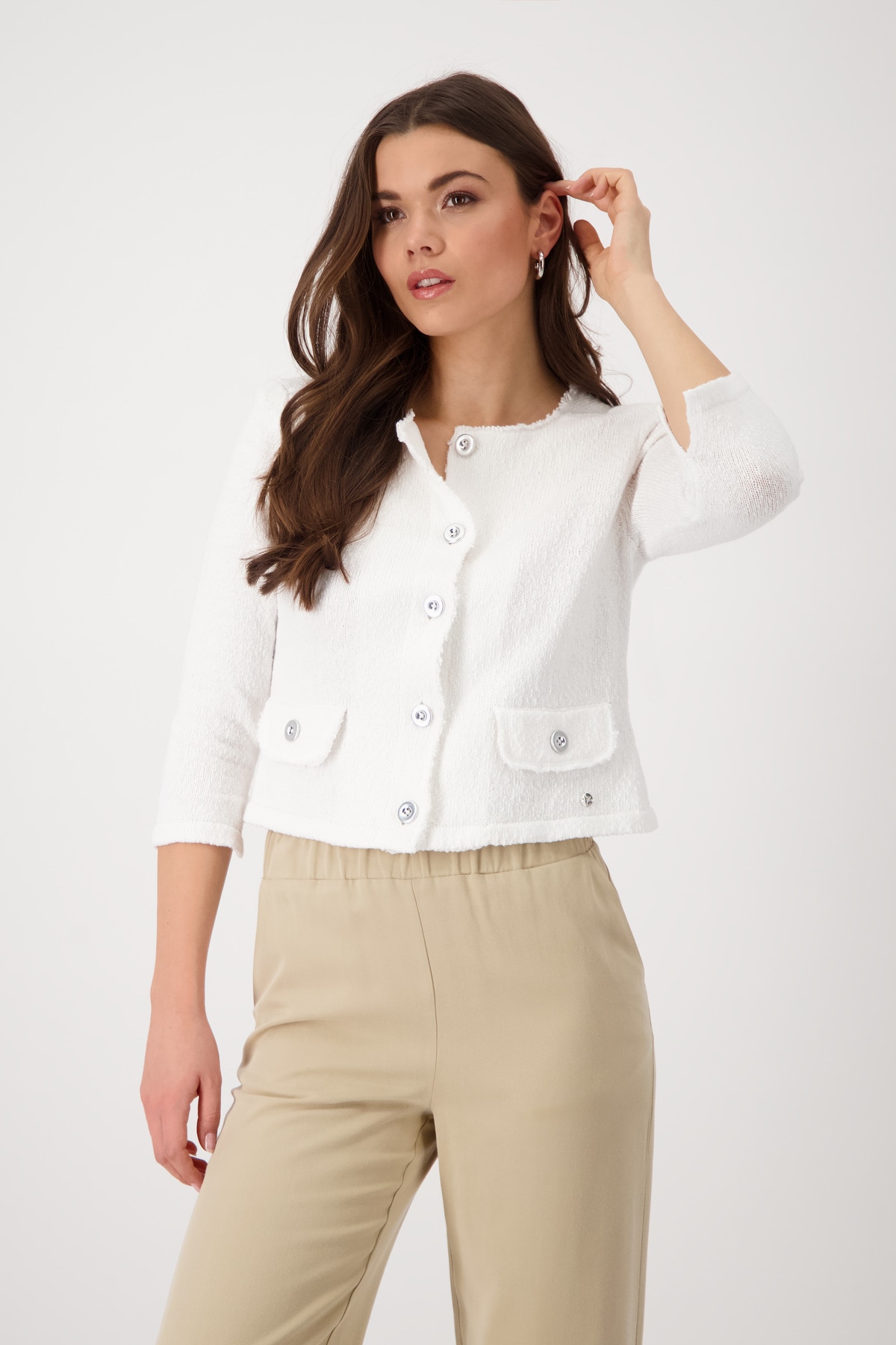Monari Strickjacke "Jacke Basic Strick Flamme", Mit Rundhalsausschnitt günstig online kaufen