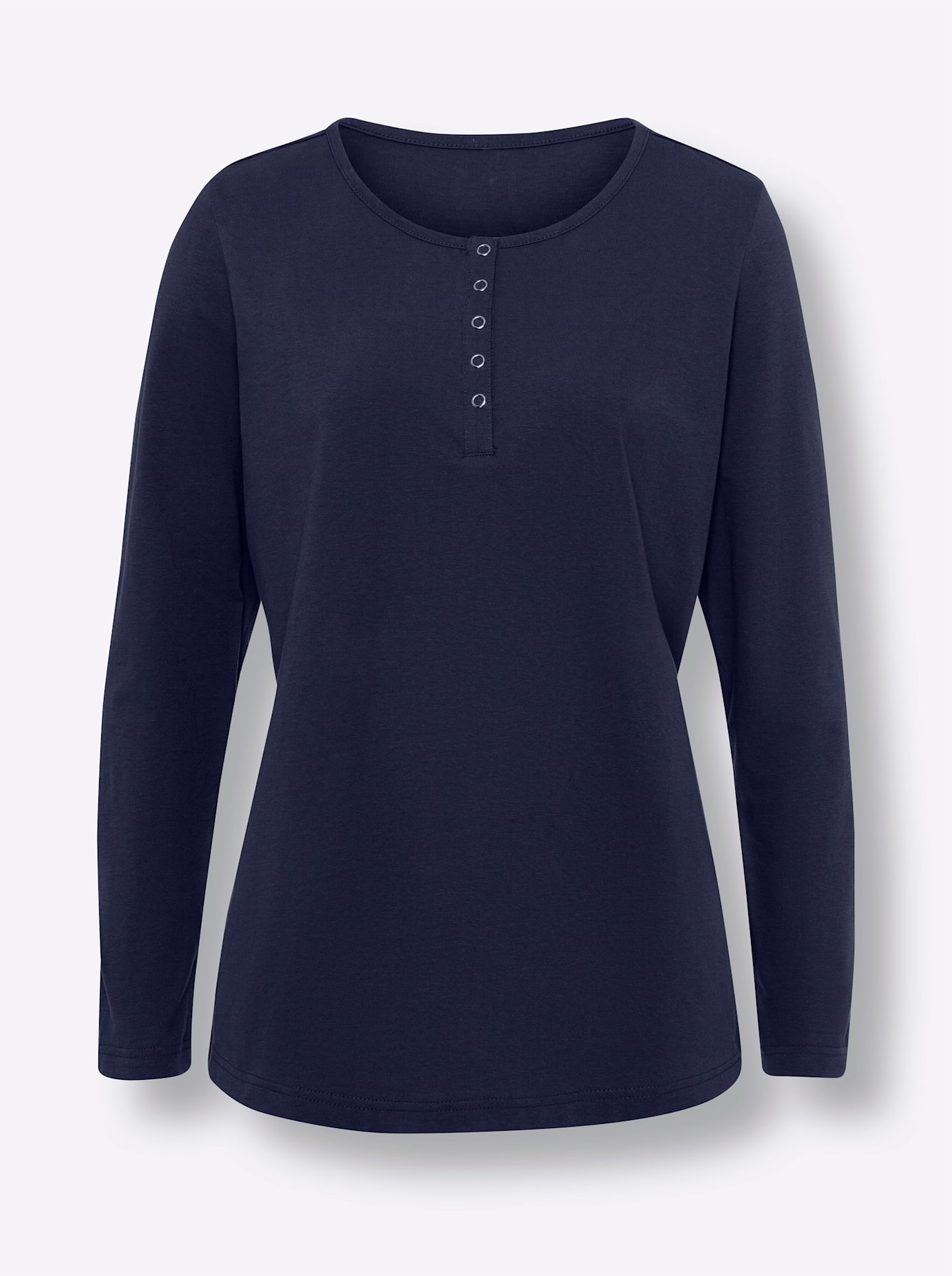 Langarmshirt CLASSIC BASICS "Langarm-Shirt", Damen, Gr. 48, blau (marine), 100% Baumwolle, unifarben, Rundhals, Shirts Langarmshirt 3