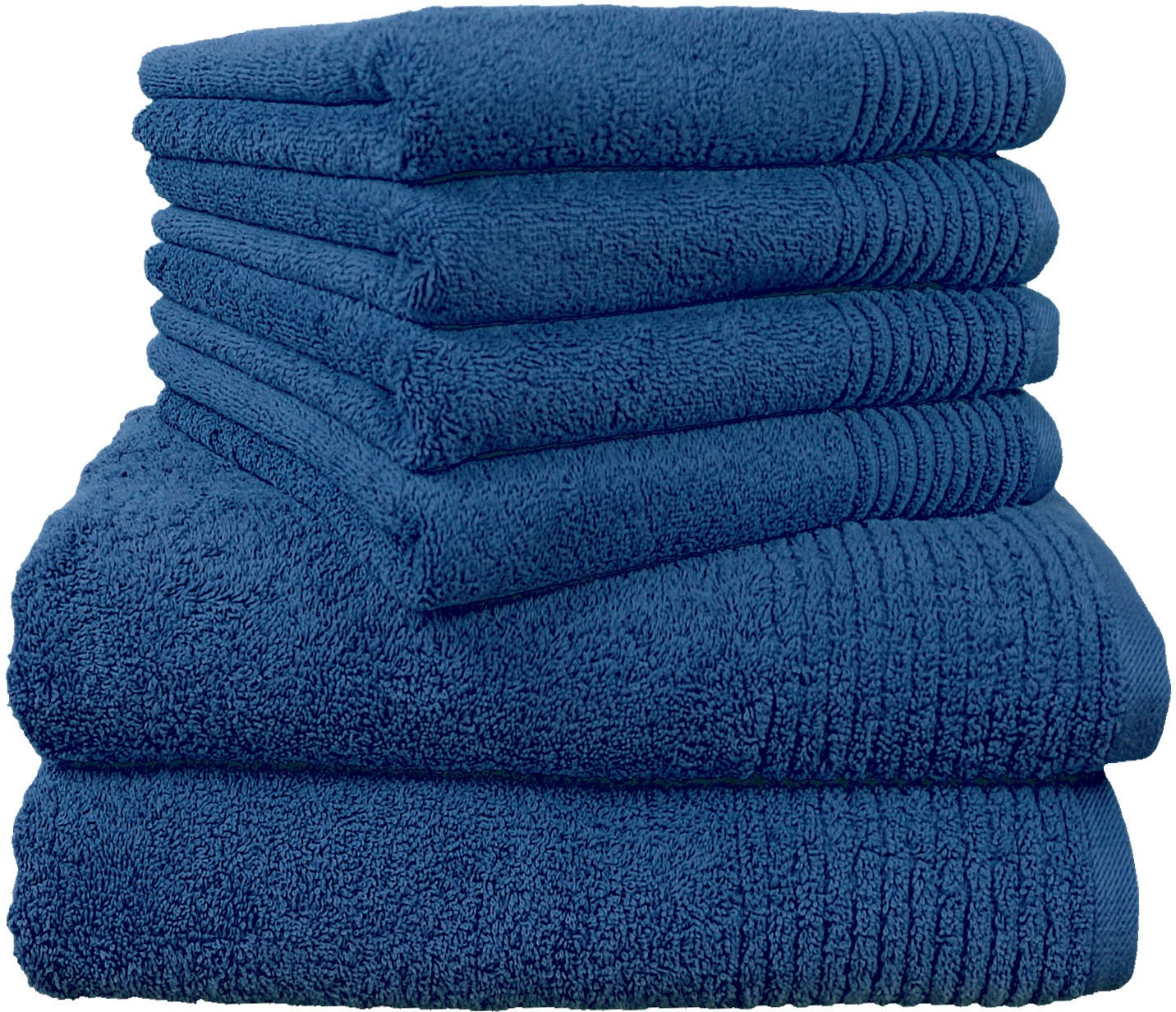Handtuch Set DYCKHOFF, blau, Walkfrottee, Obermaterial: 100% Baumwolle, Handtuch-Sets, "Brillant", mit Streifenbordüre;4 Handtücher (50x100cm), 2