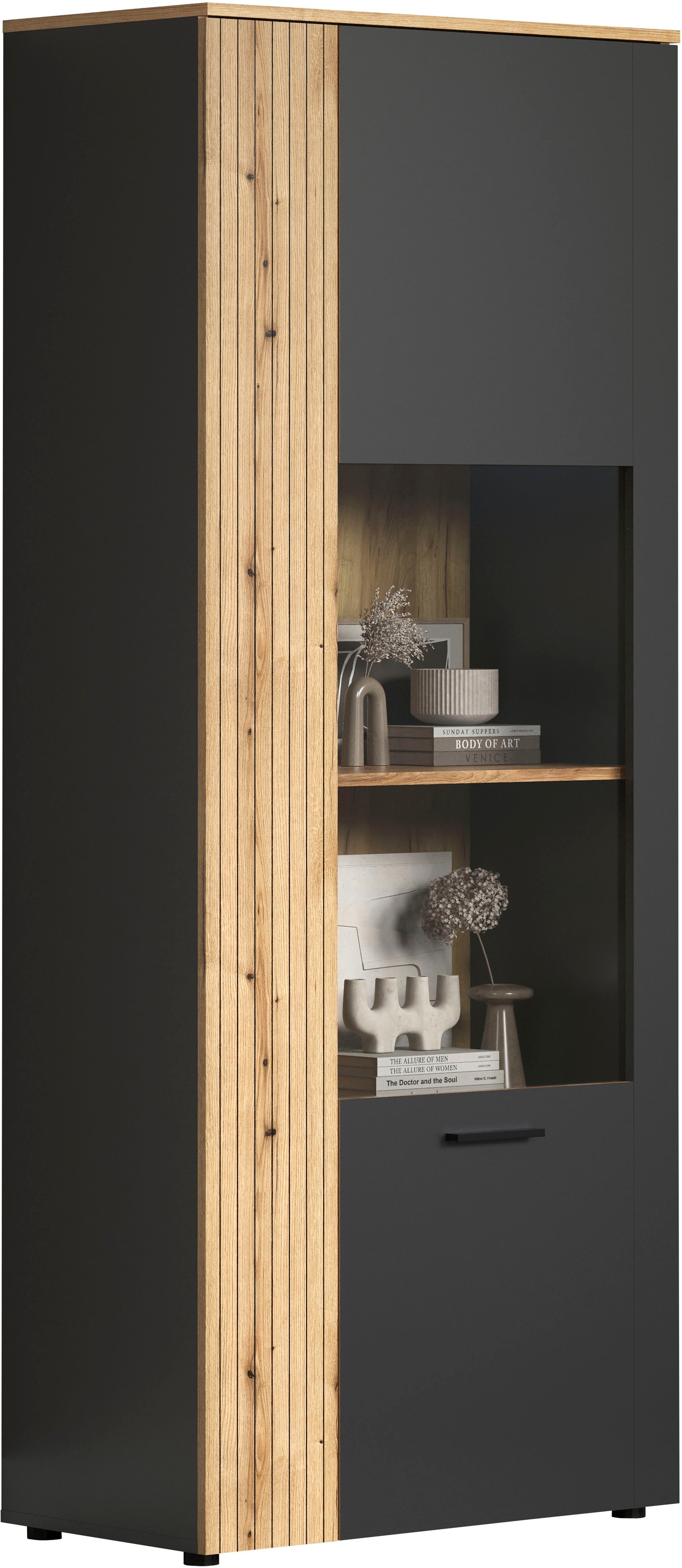 Home affaire Standvitrine »Estepona« 1 Stk. tlg. Standvitrine mit 2 Türen - (B/T/H) 80/42/195 cm