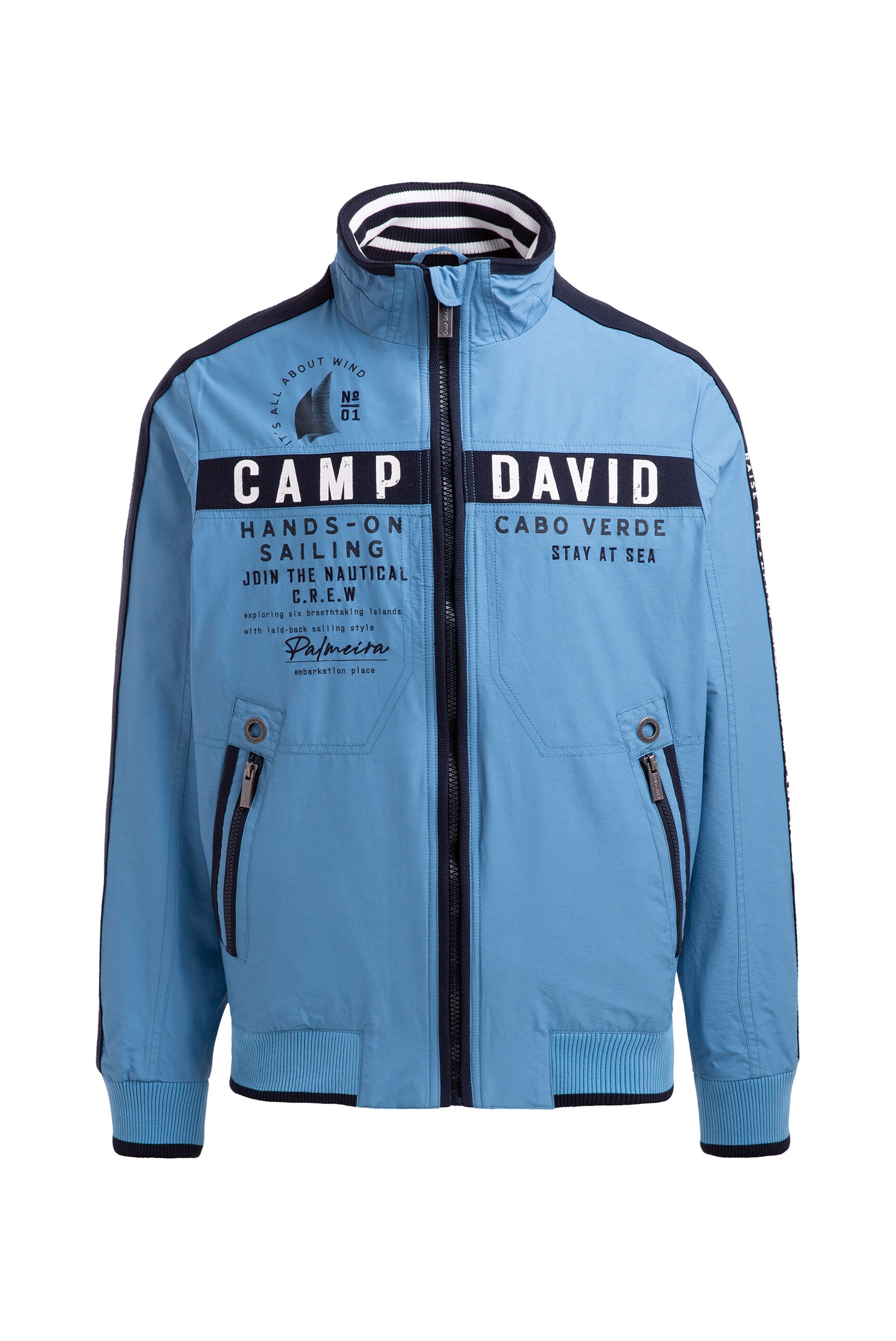 CAMP DAVID Outdoorjacke ohne Kapuze mit Stehkragen & Reißverschlusstaschen