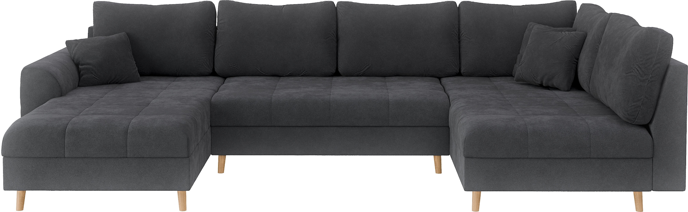 Home affaire Wohnlandschaft »CHARRE U-Form mit Ottomane, Maße B/T/H: 310/161/81 cm« feine Steppung, lose Rücken- und Zierkissen, auch in Cord und Bouclé