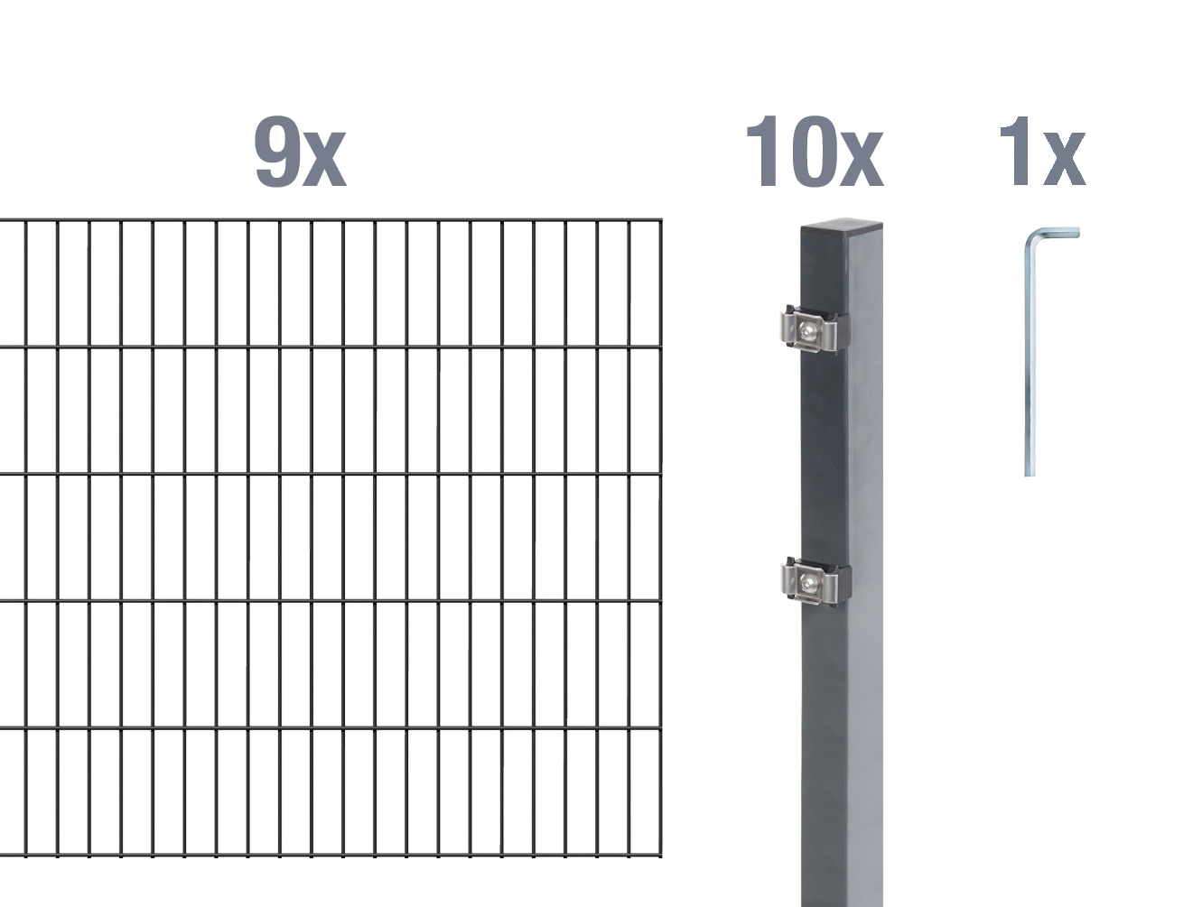 Alberts Doppelstabmattenzaun "Grundset" Höhe: 80-200 cm, Gesamtlänge: 4-30 m, zum Einbetonieren