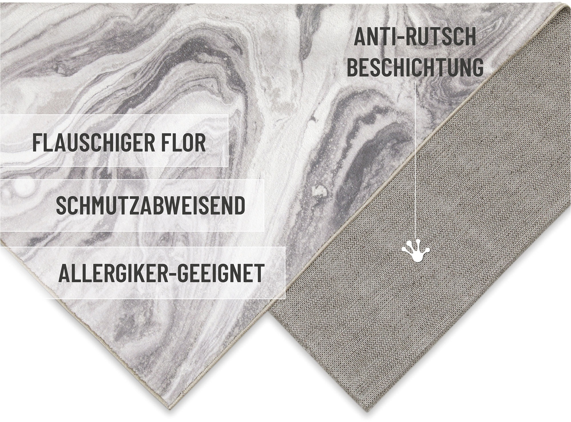 Wecon home Badematte »Jani«, Marmor Design, waschbar, rutschfest, schnell trocknend, Badteppich