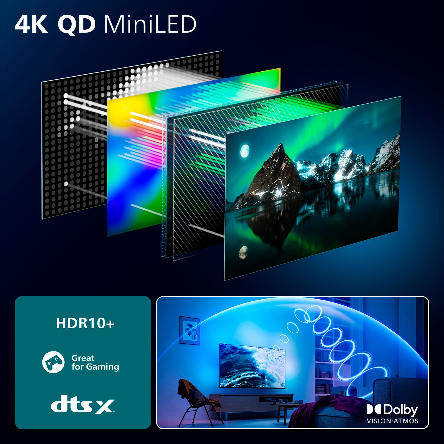 Philips QLED Mini LED-Fernseher »75MLED910/12«, 4K Ultra HD, Smart-TV