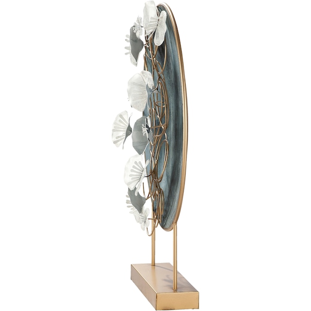 Casablanca by Gilde Dekofigur »Dekoobjekt Blossoms, blau/gold«, Dekoobjekt,  aus Metall, Höhe 65 cm, Scheibe mit Blumen, Wohnzimmer kaufen | BAUR