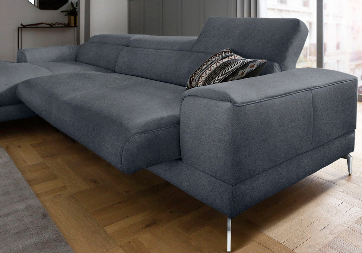 W.SCHILLIG Ecksofa »piedroo, Designsofa mit tollem Sitzkomfort, elegant und bequem, L-Form«, Kopfteilverstellung, wahlweise mit Sitztiefenverstellung, Breite 343cm