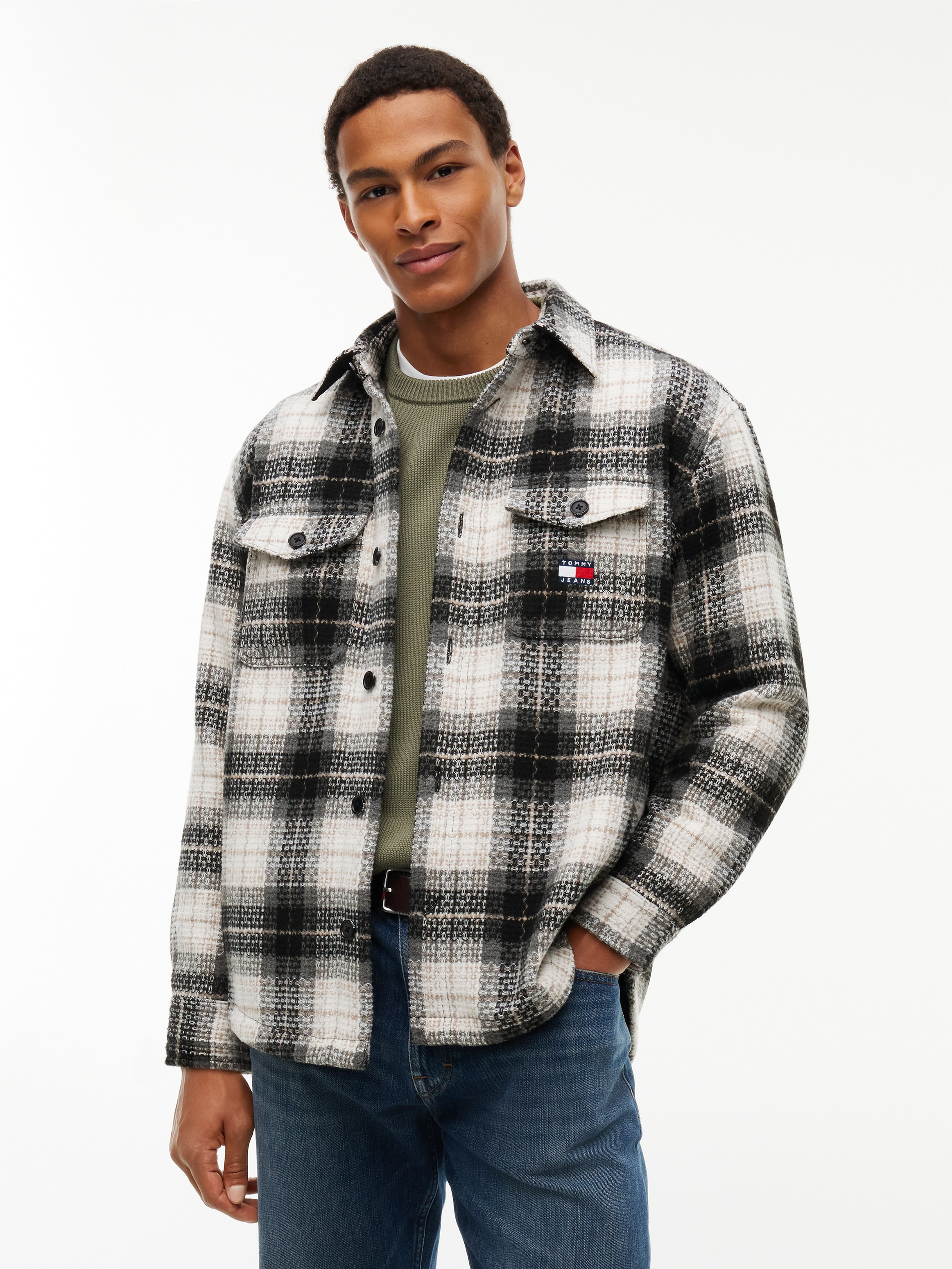 Tommy Jeans Hemdjacke "CHECK OVERSHIRT" ohne Kapuze Regular fit mit Karomuster