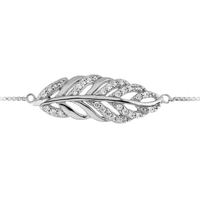 Smart Jewel Armband »Blatt mit Zirkonia Steine, Silber 925« | BAUR