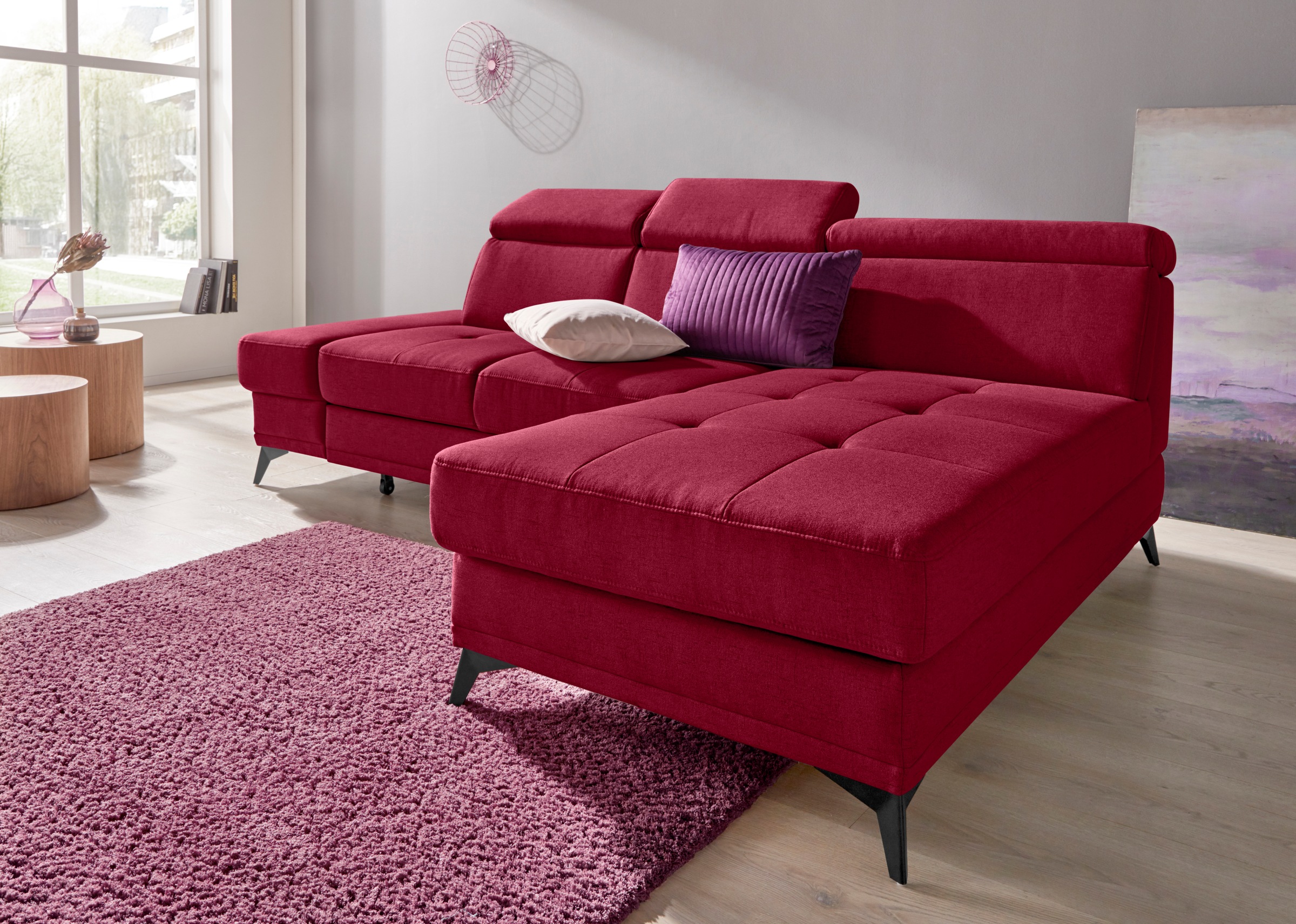 Home affaire Ecksofa "Cardiz L-Form" inkl.Kopfteilverstellung und Federkern günstig online kaufen