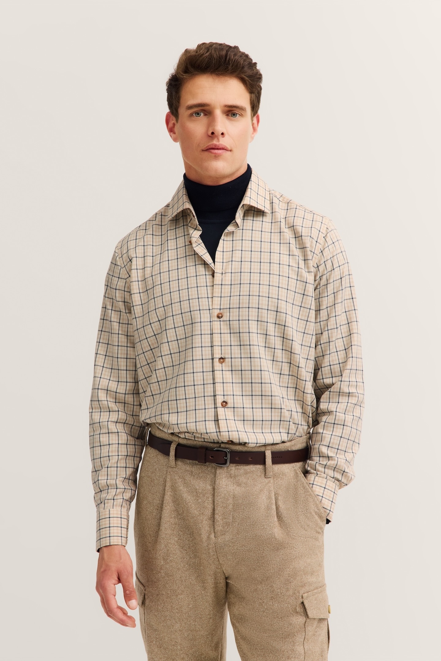 bugatti Langarmhemd "Modern Fit", kariert, Kent-Kragen, weicher Materialmix günstig online kaufen