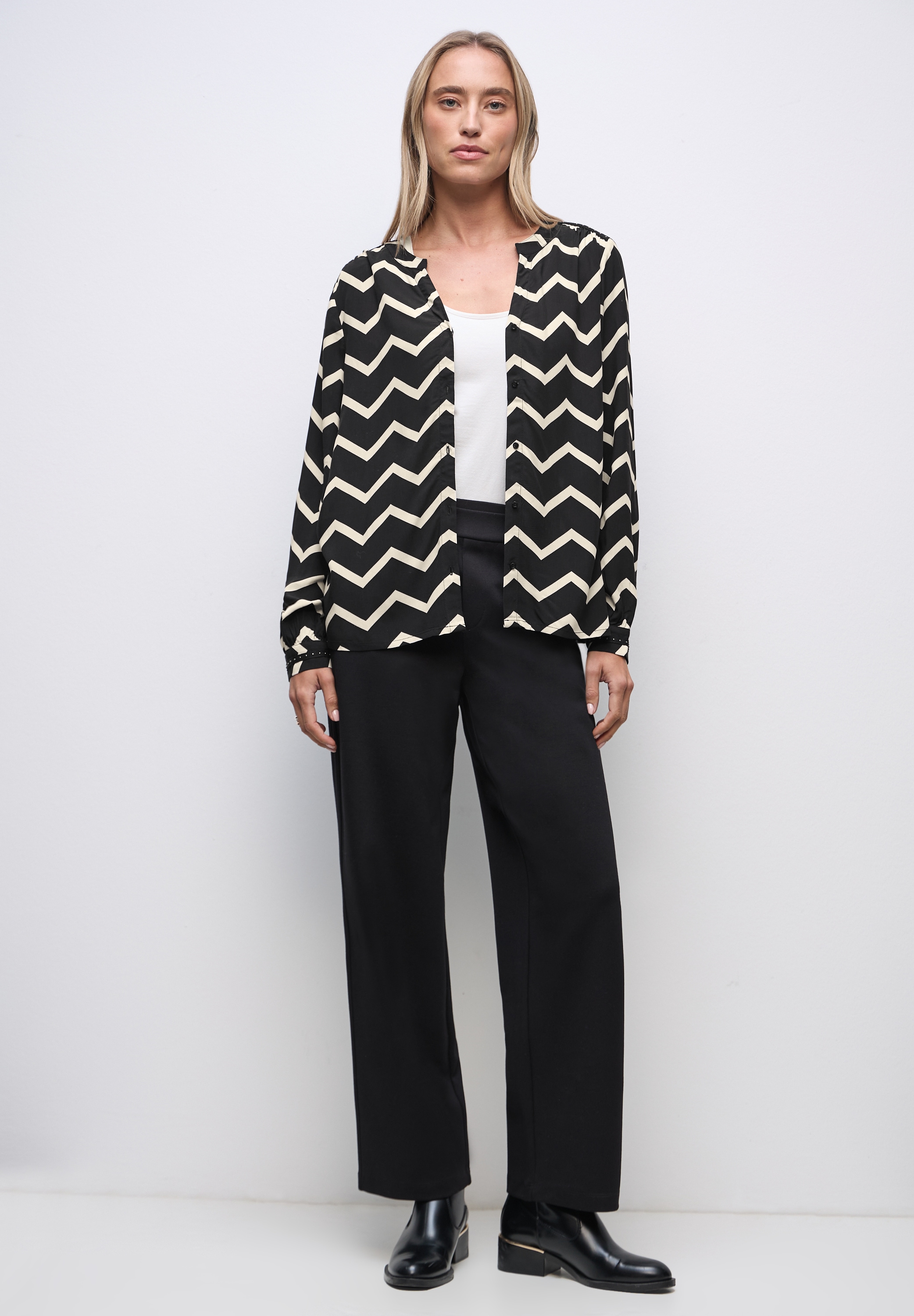 STREET ONE Langarmbluse mit Zick Zack Muster