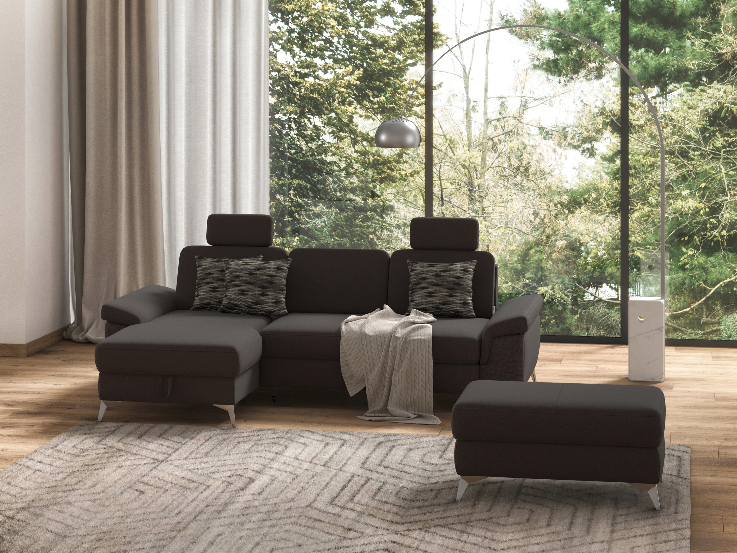 sit&more Ecksofa »Padua L-Form«, inklusive Sitztiefenverstellung, Armteilfunktion und Federkern