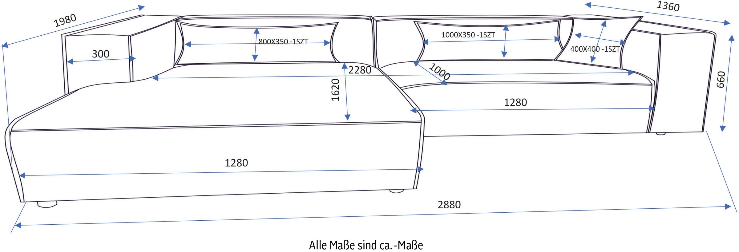 LeGer Home by Lena Gercke Ecksofa »PIARA XXL, Big-Sofa in Cord oder Leinenoptik, L-Form, mit Kedernaht«, wahlweise Ottomane rechts/links, schwarze Füße, extra tiefe Sitzfläche