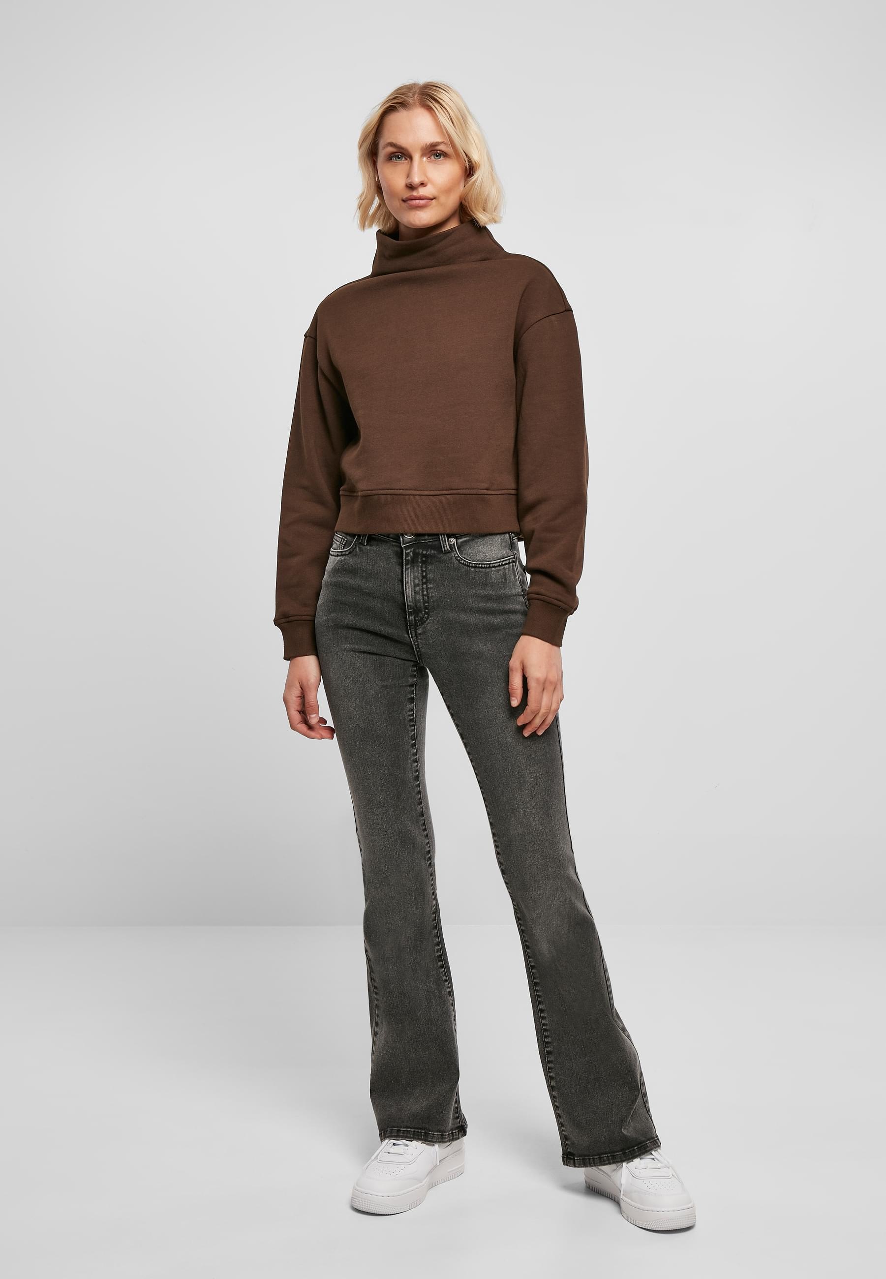 URBAN CLASSICS Sweater »Urban Classics Damen Ladies Organic Short High Neck Crew«, (1 tlg.)