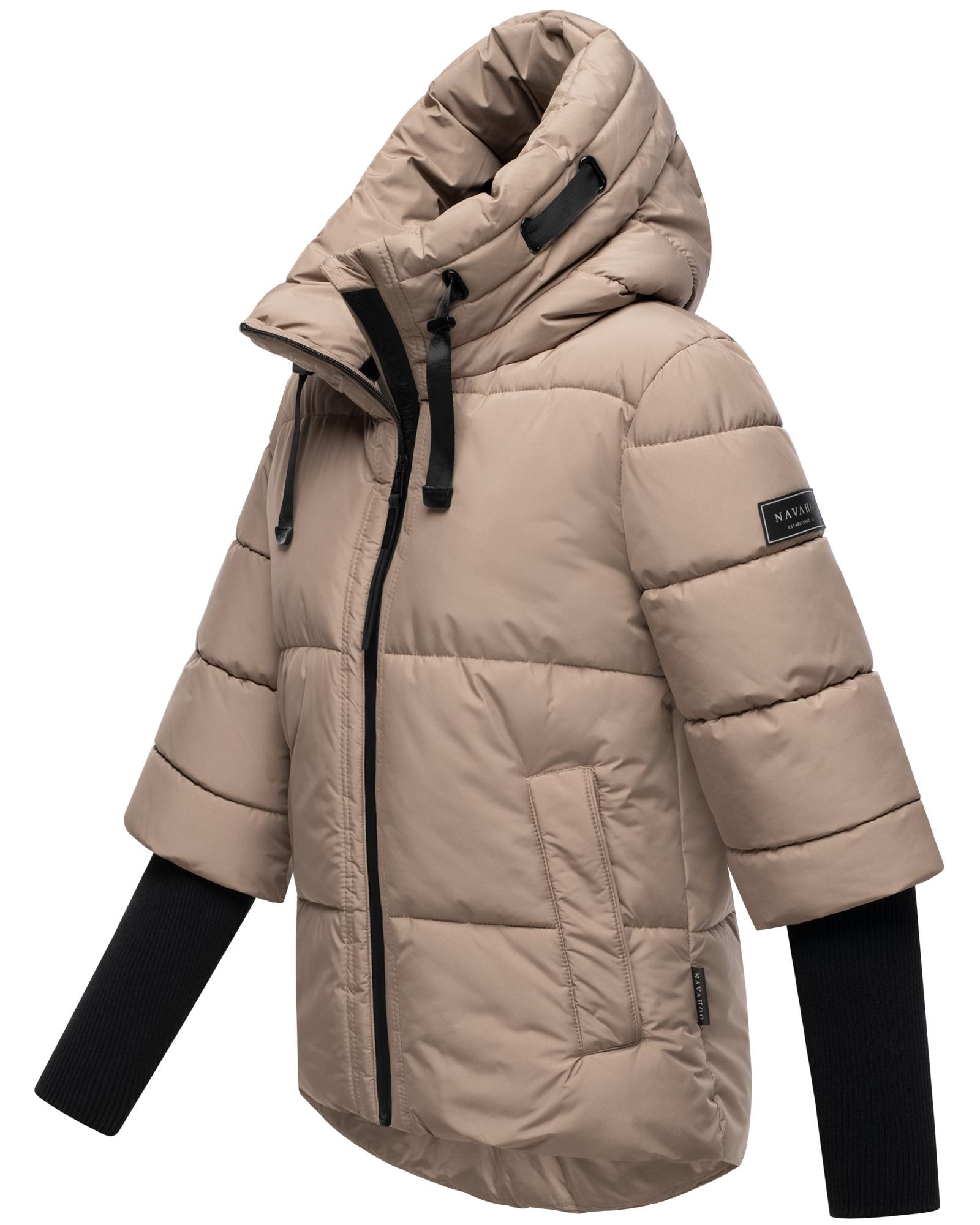 Navahoo Steppjacke »Lotusherz XIV«, mit Kapuze, Warme gesteppte Winterjacke mit Rippstrickärmeln