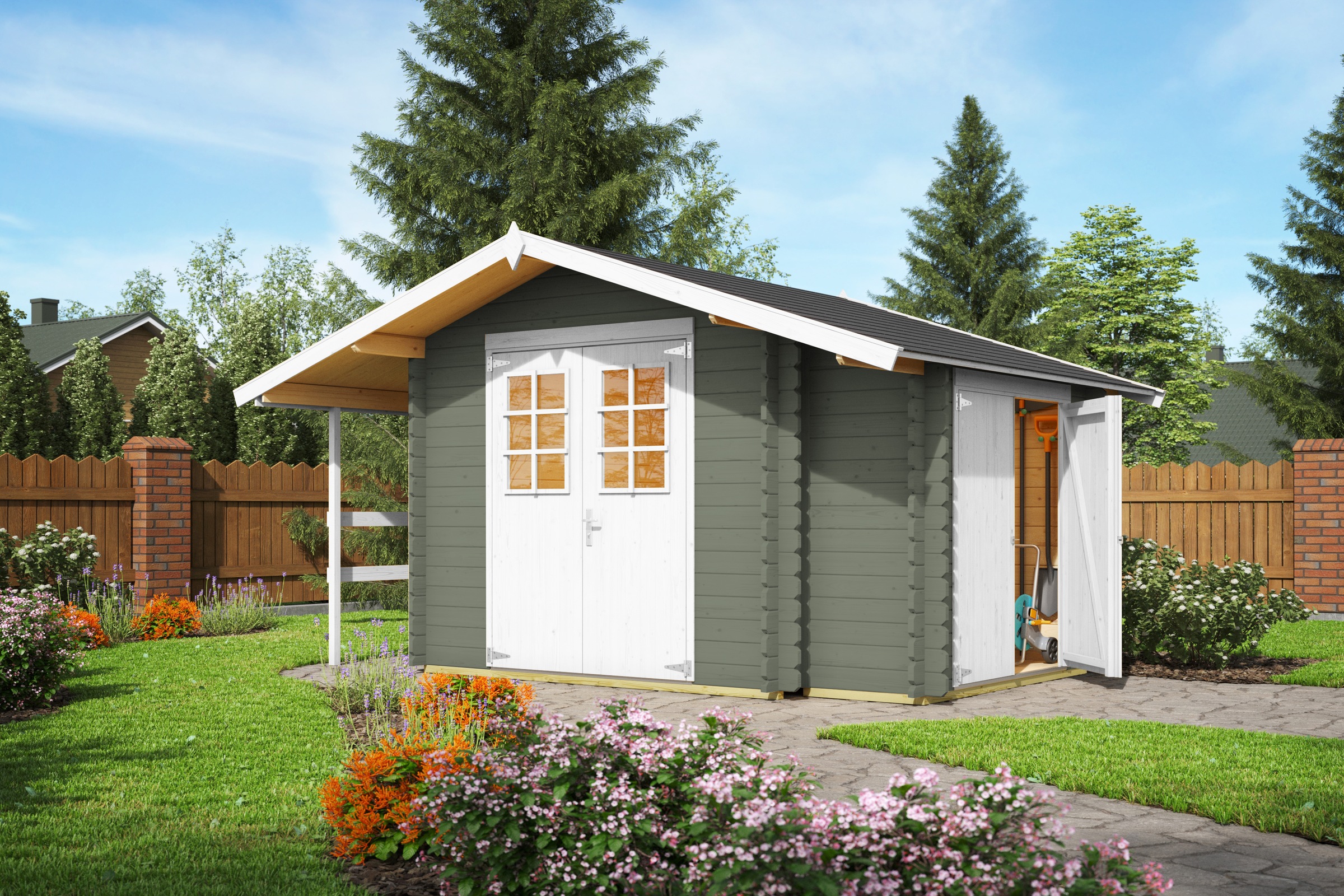Nordic Holz Gartenhaus "Vilano 2", mit 3 getrennten Bereiche günstig online kaufen