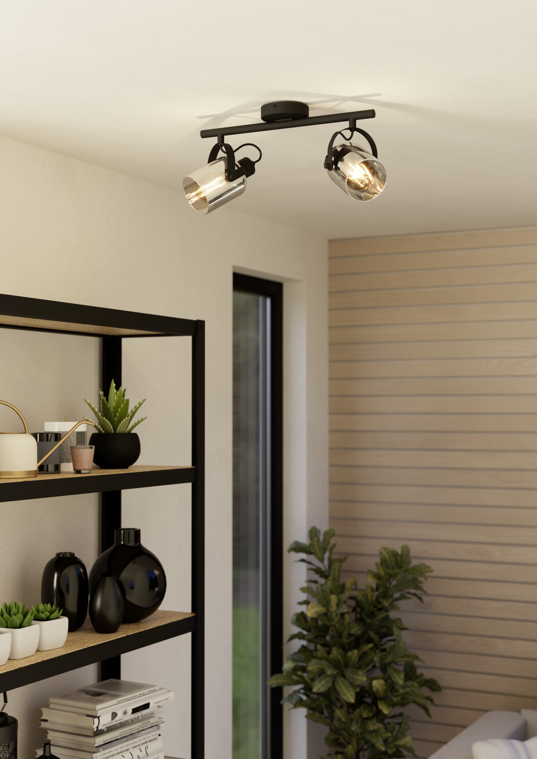 EGLO Deckenspot »BERREGAS Spotlampe - Stahl - E27 - 2X40W - IP20« E27 1 Stk. Wandleuchte, Wandspot, schwenkbar, Strahler, L44 x B11 x H24 cm