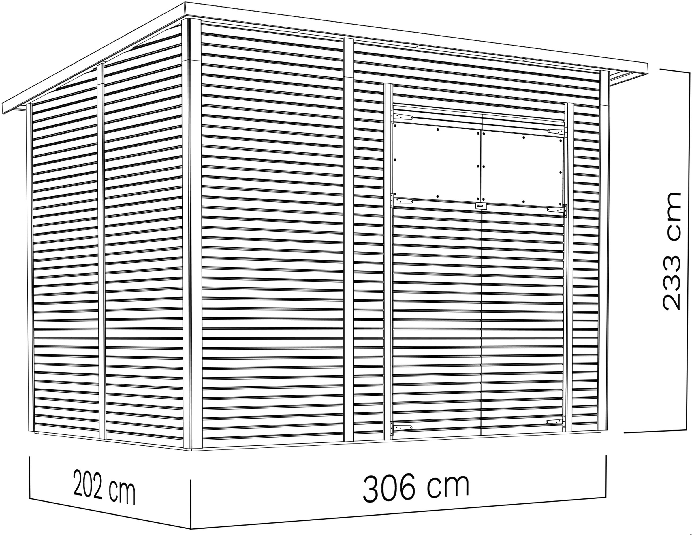 BERTILO Gartenhaus »Pent Modern 4, in verschiedenen Farben«, mit hohen Seitenwänden und einer 1,88 m hohen Doppeltür