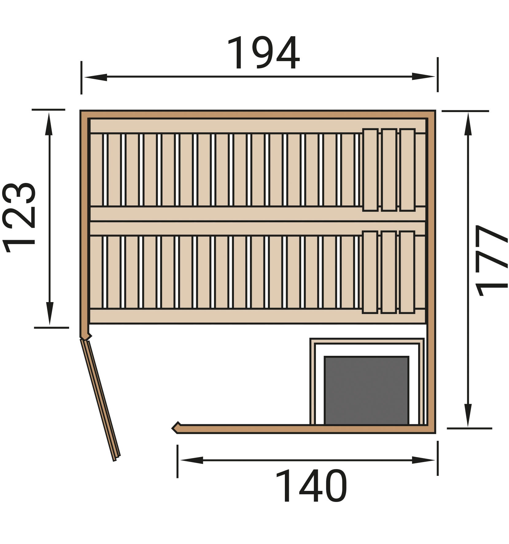 weka Sauna »Element-Ecksauna VARBERG 2«, vorgefertigte Elemente, isolierte Holztür