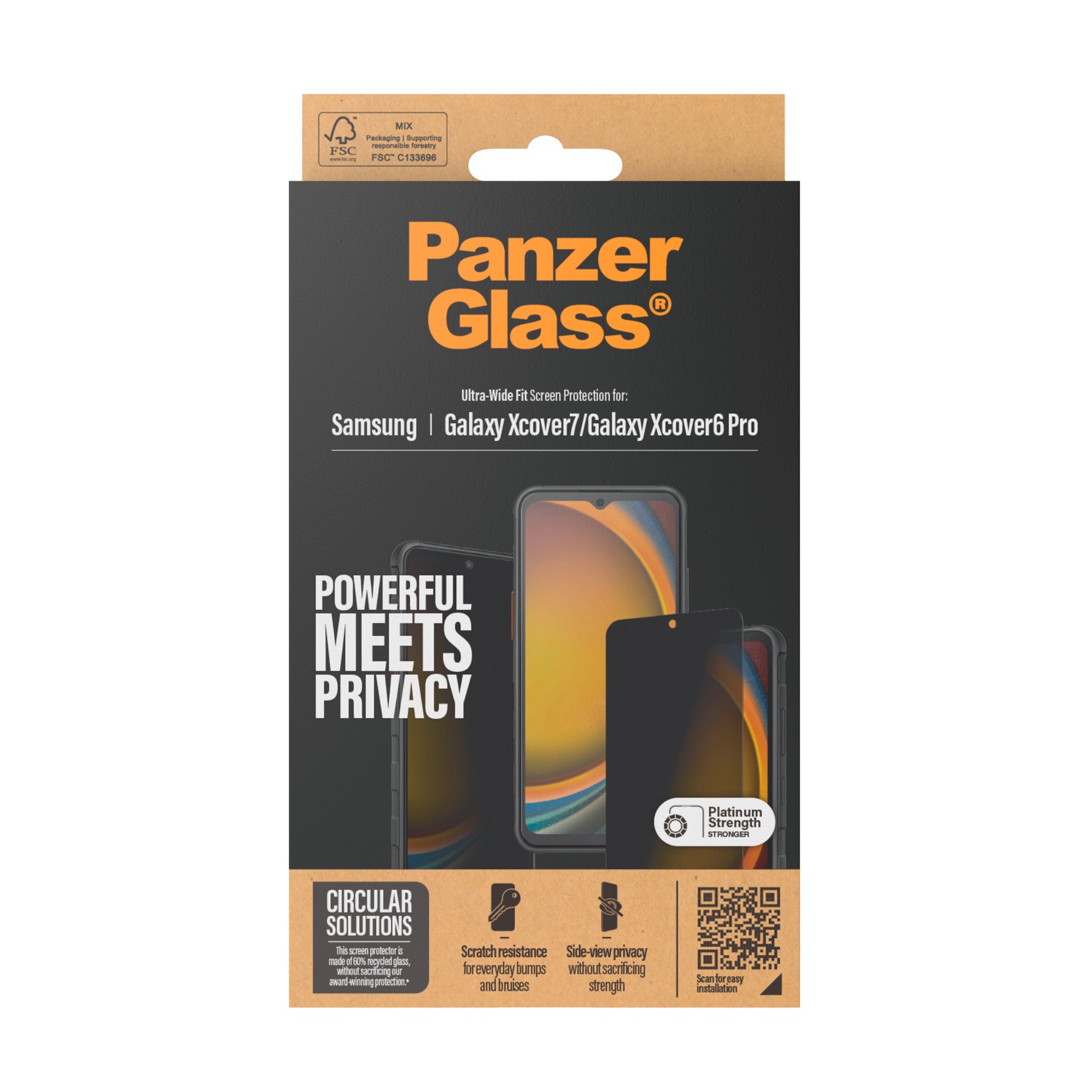 PanzerGlass Displayschutzglas »Ultra-Wide Fit Privacy Screen Protector«, für Samsung Galaxy Xcover7-Samsung Galaxy Xcover6 Pro, Displayschutzfolie, Blickschutz, Bildschirmschutz, kratz- & stoßfest