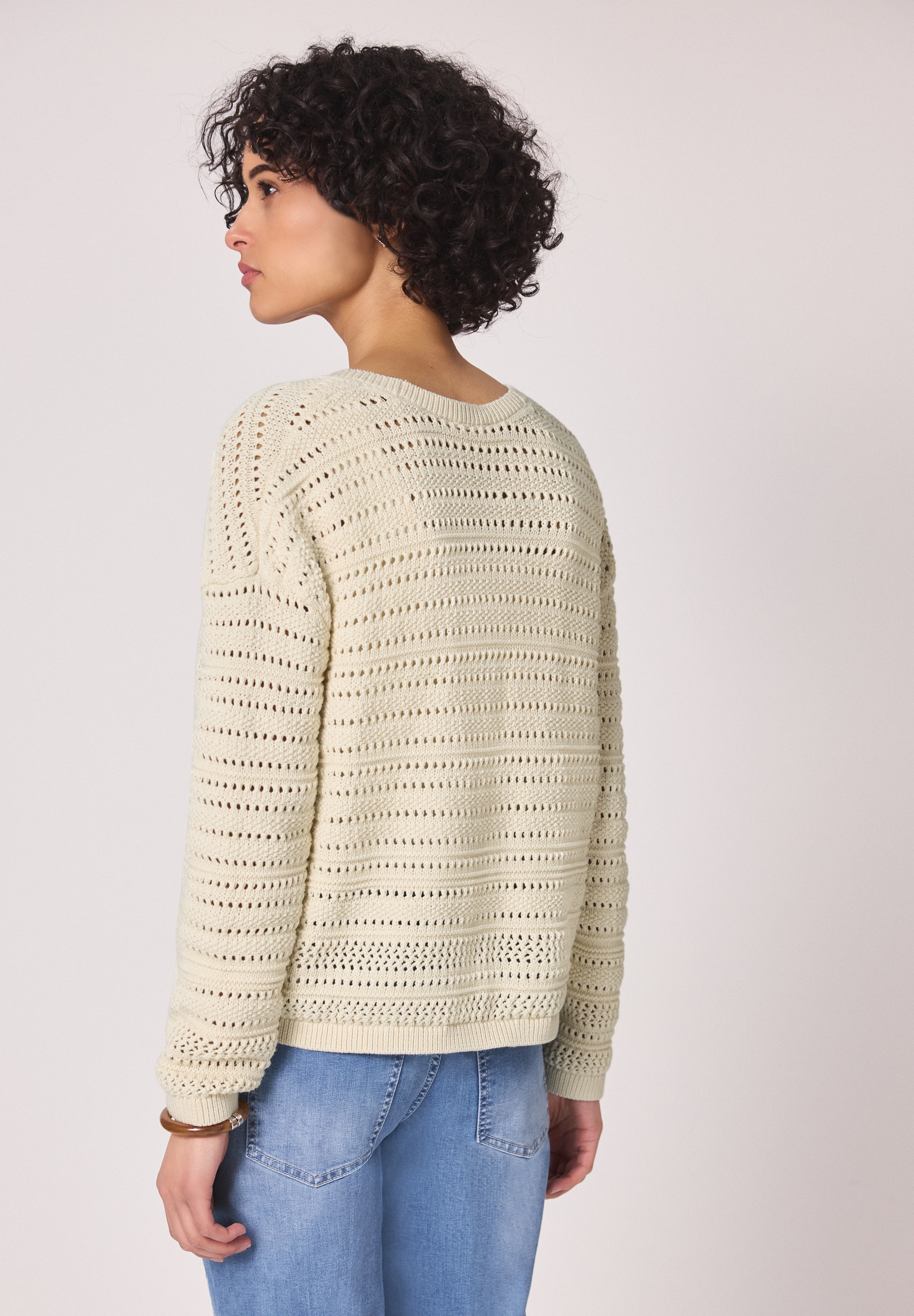 STREET ONE Ajourstrickjacke aus reiner Baumwolle