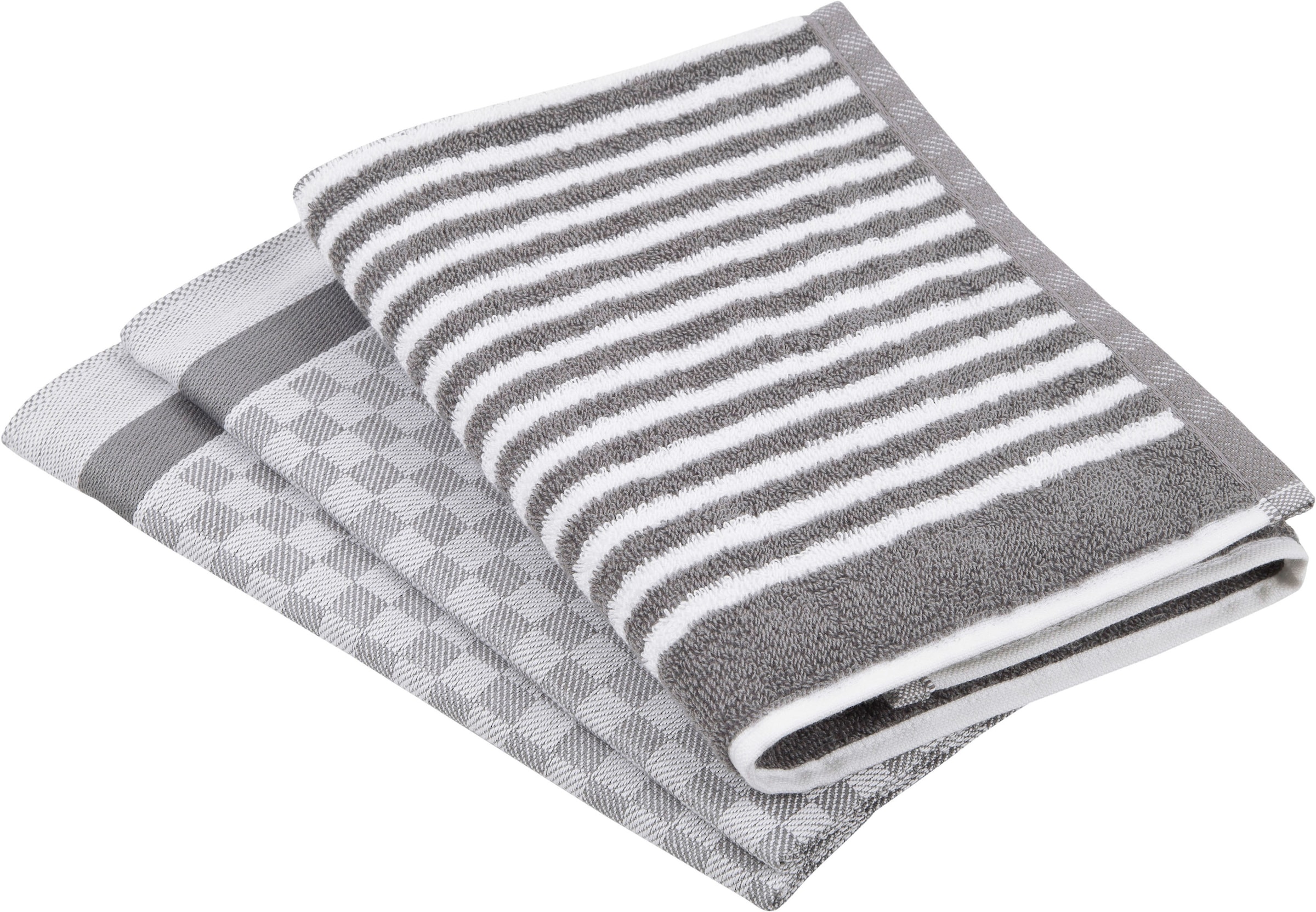 ROSS Geschirrtuch "Exclusiv" 1x Küchen-Frottiertuch (Streifen) und 2 Geschi günstig online kaufen