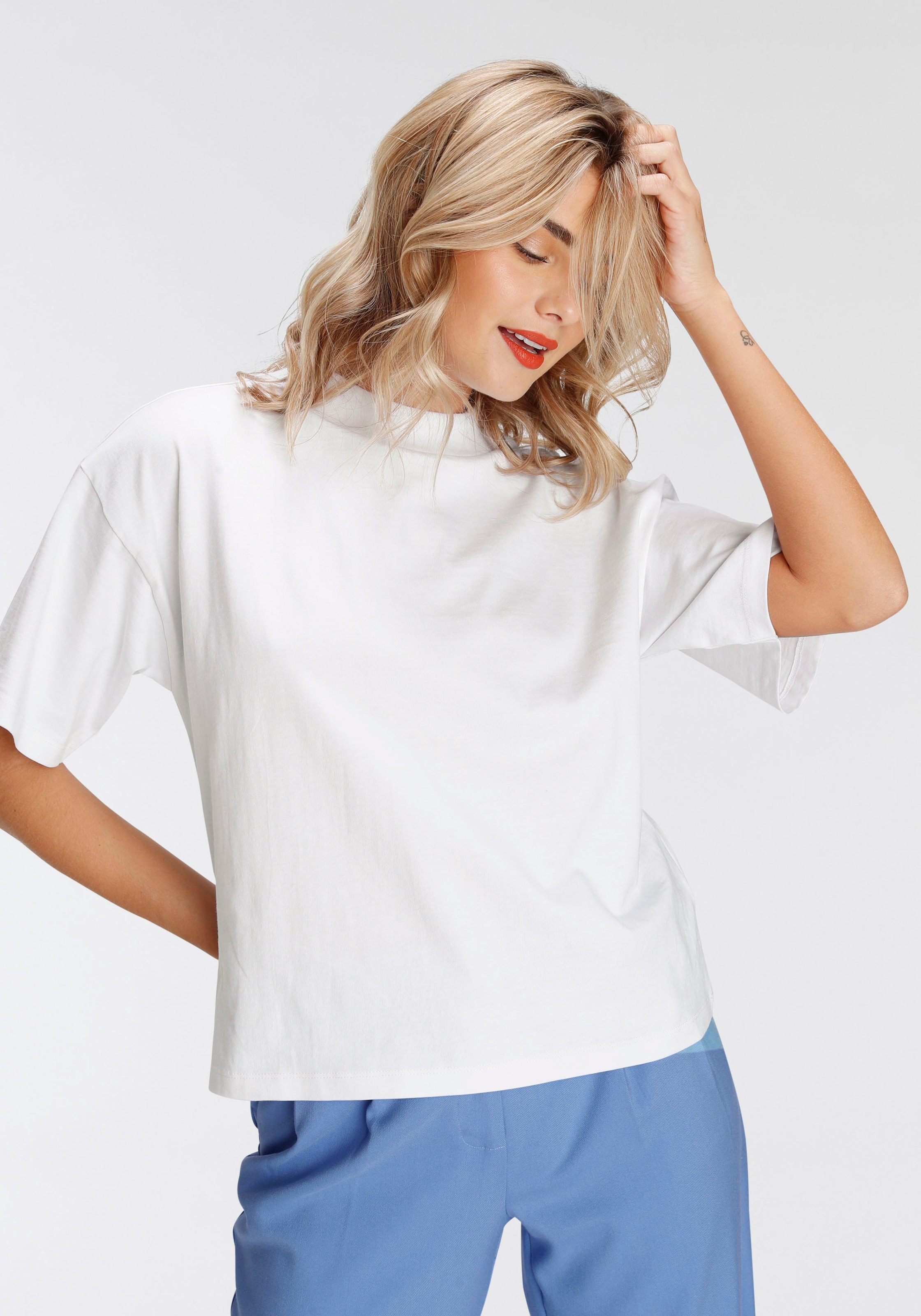 AJC Oversize-Shirt, mit für BAUR Rippen-Rundhalsausschnitt kaufen | breitem modisch