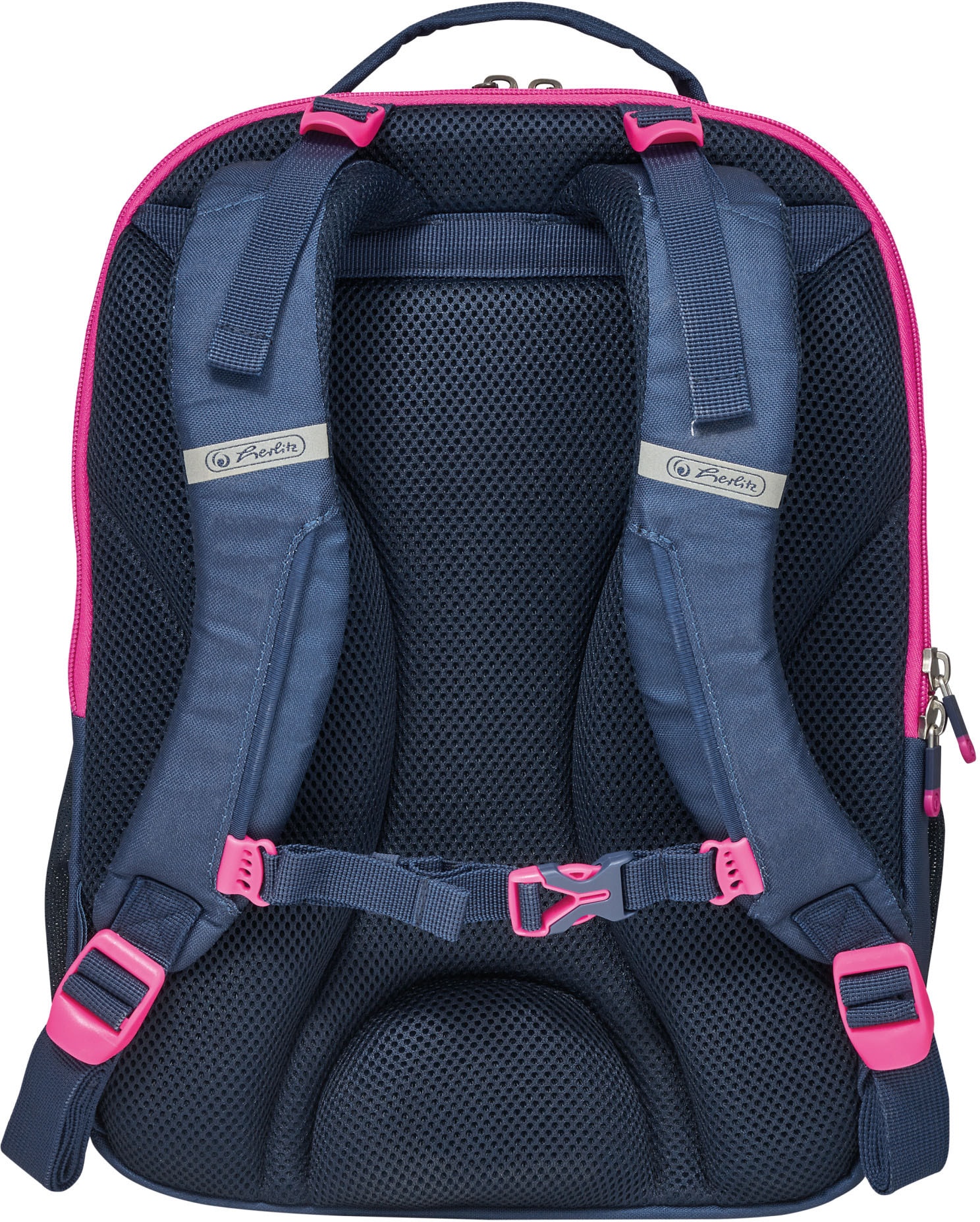 Herlitz Schulrucksack »Ultimate, navy«, Floureszierende Flächen-reflektierende Streifen auf den Schultergurten, enthält recyceltes Material (Global Recycled Standard)